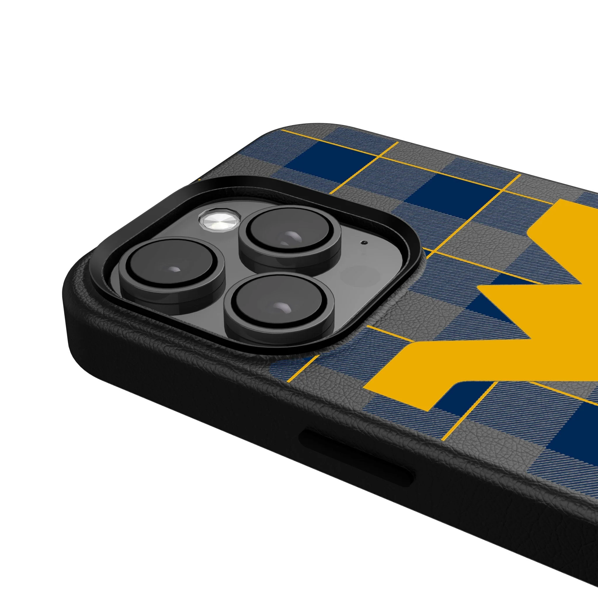 West Virginia University Mountaineers Plaid MagSafe Compatible Phone Case for Apple iPhone - Image 4