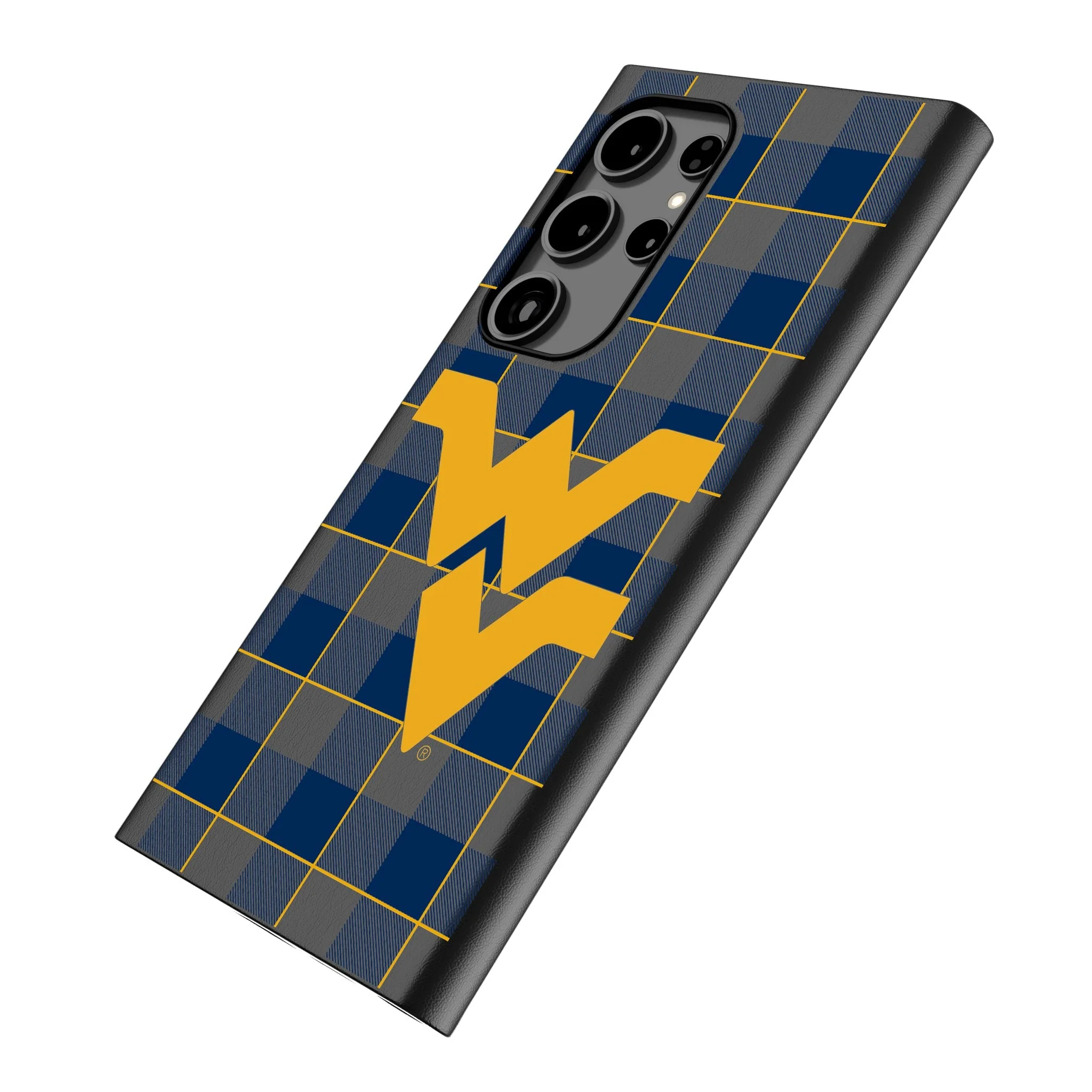 West Virginia University Mountaineers Plaid MagSafe Compatible Phone Case for Samsung Galaxy - Image 2