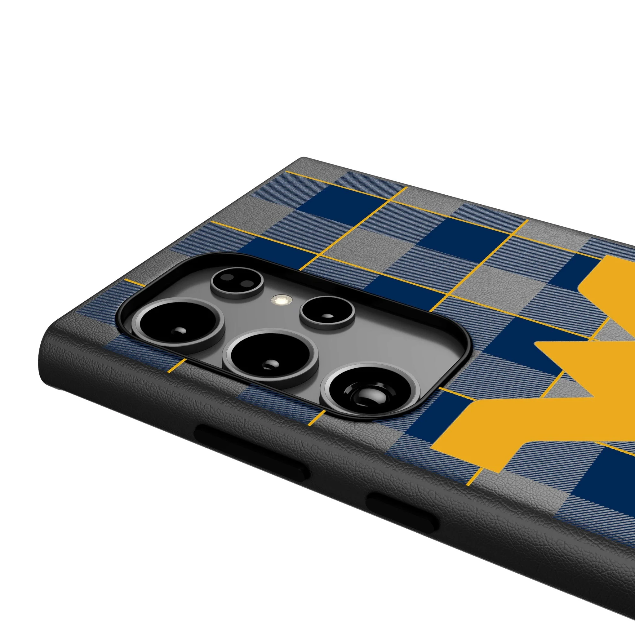 West Virginia University Mountaineers Plaid MagSafe Compatible Phone Case for Samsung Galaxy - Image 4