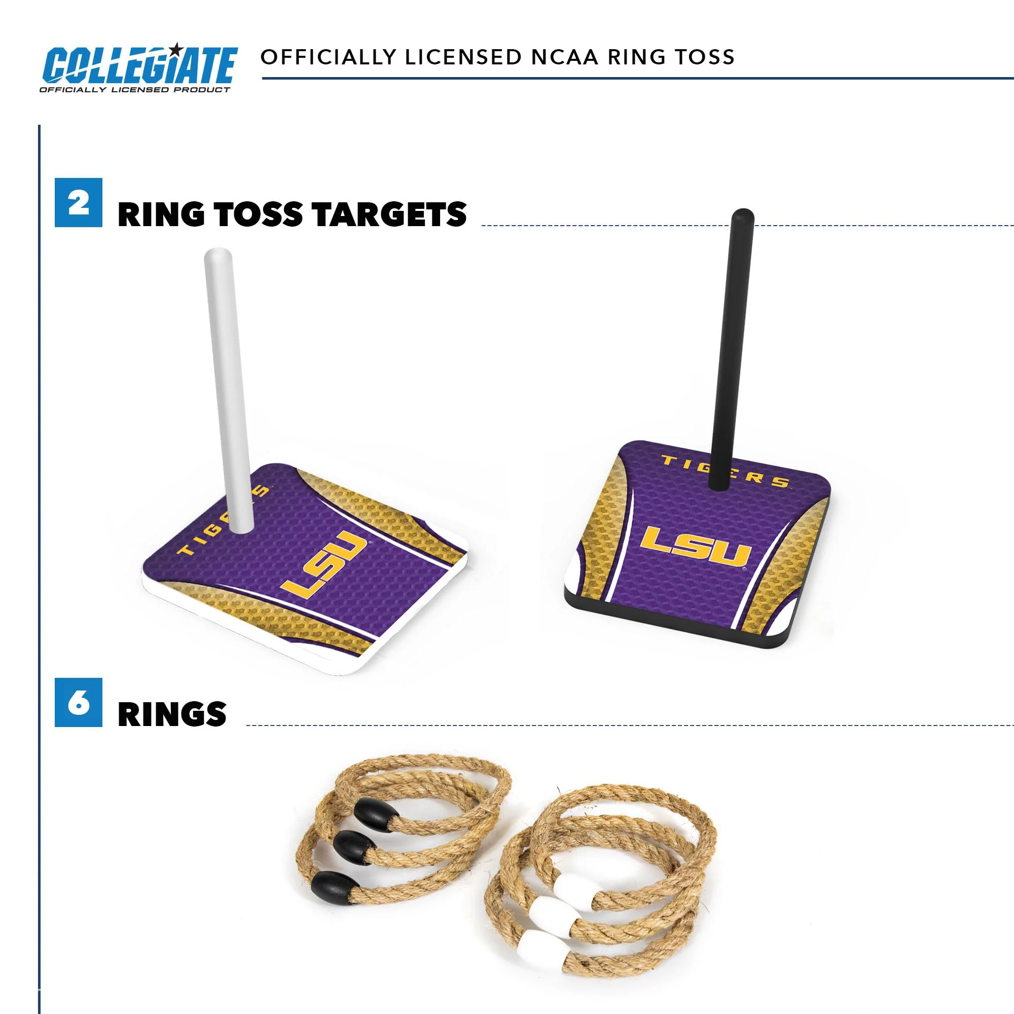 Wild Sports College Quoits Set with Direct Print HD Team Graphics – Tailgate Ring Toss Game – Great Gift for Any NCAA Fan! Ring Toss Family Outdoor Games for The Beach, BBQ, or Tailgate Party - Image 4
