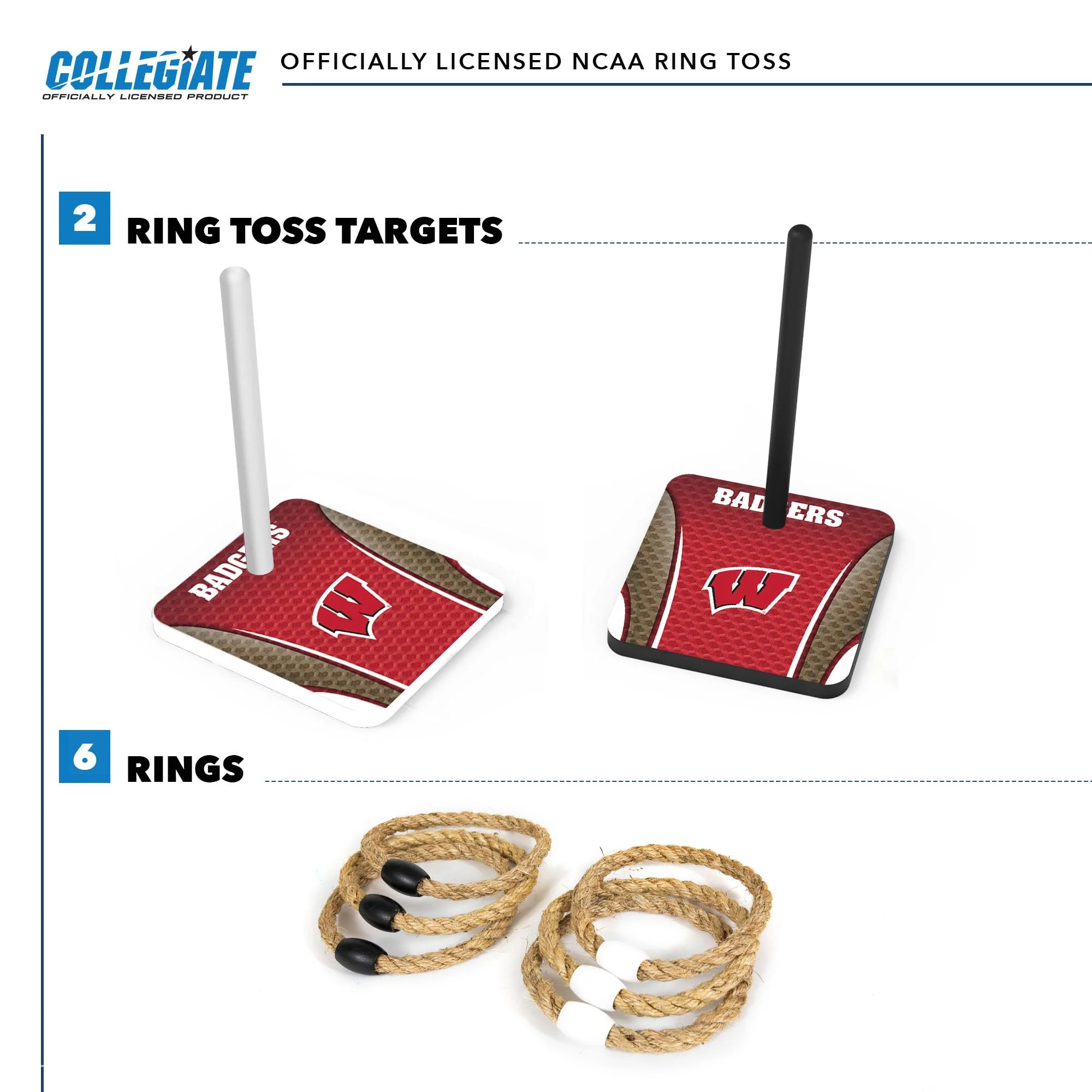Wild Sports College Quoits Set with Direct Print HD Team Graphics – Tailgate Ring Toss Game – Great Gift for Any NCAA Fan! Ring Toss Family Outdoor Games for The Beach, BBQ, or Tailgate Party - Image 4