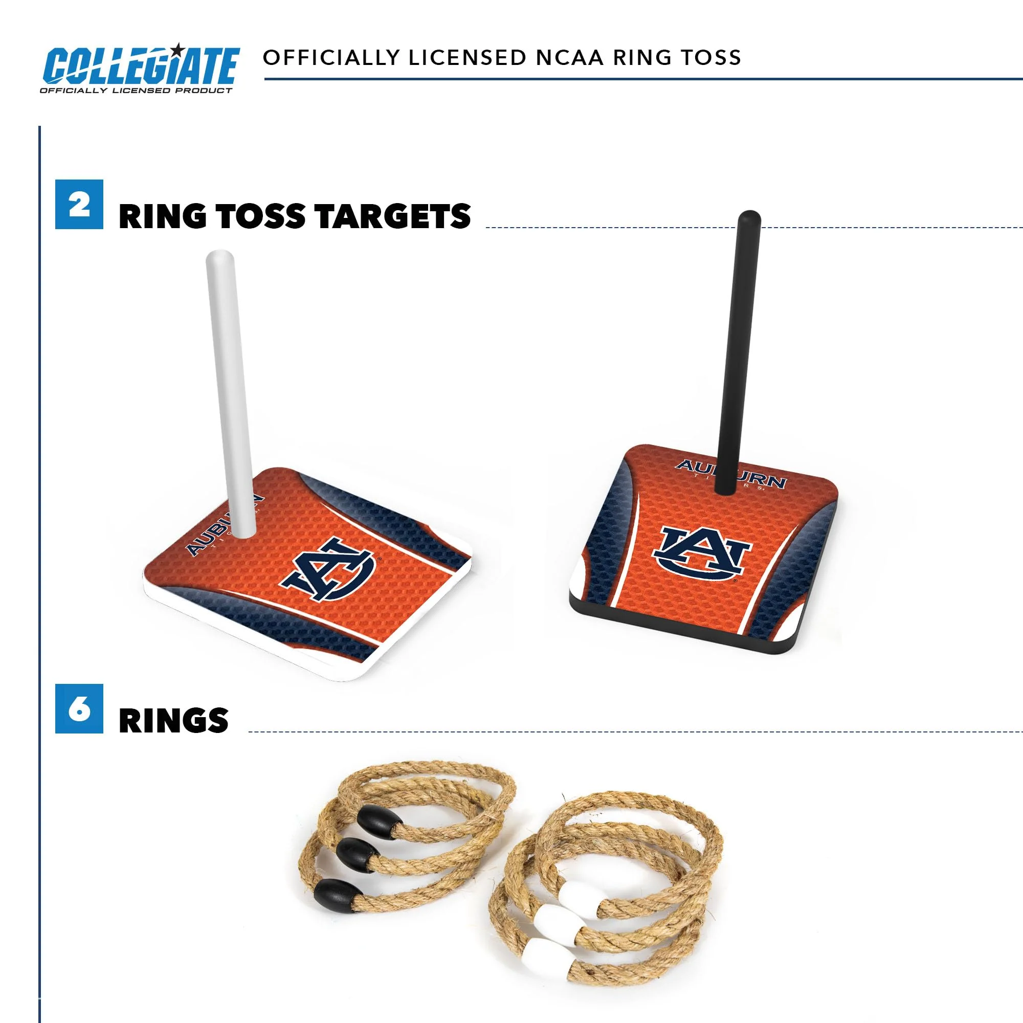 Wild Sports College Quoits Set with Direct Print HD Team Graphics – Tailgate Ring Toss Game – Great Gift for Any NCAA Fan! Ring Toss Family Outdoor Games for The Beach, BBQ, or Tailgate Party - Image 4