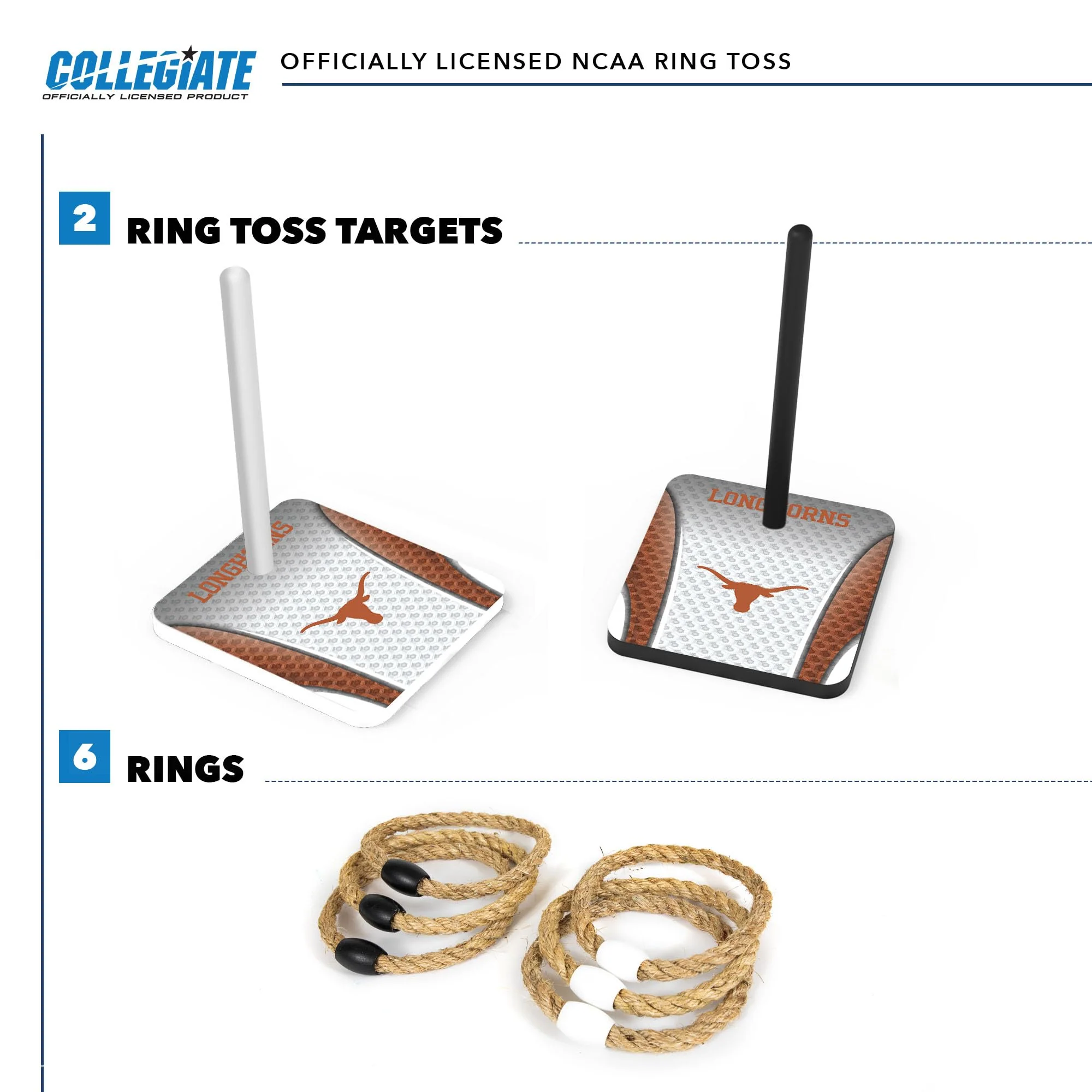 Wild Sports College Quoits Set with Direct Print HD Team Graphics – Tailgate Ring Toss Game – Great Gift for Any NCAA Fan! Ring Toss Family Outdoor Games for The Beach, BBQ, or Tailgate Party - Image 4