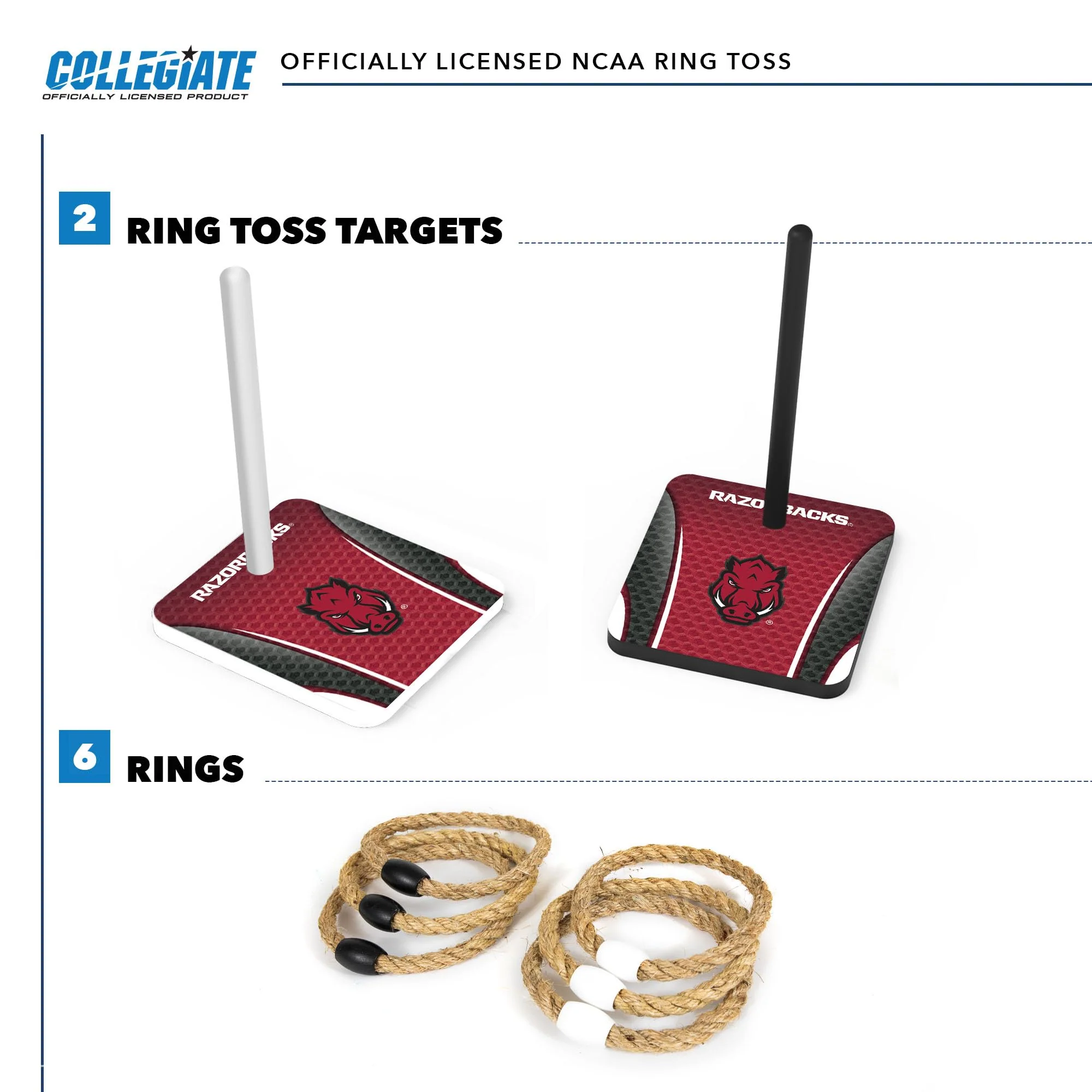 Wild Sports College Quoits Set with Direct Print HD Team Graphics – Tailgate Ring Toss Game – Great Gift for Any NCAA Fan! Ring Toss Family Outdoor Games for The Beach, BBQ, or Tailgate Party - Image 4