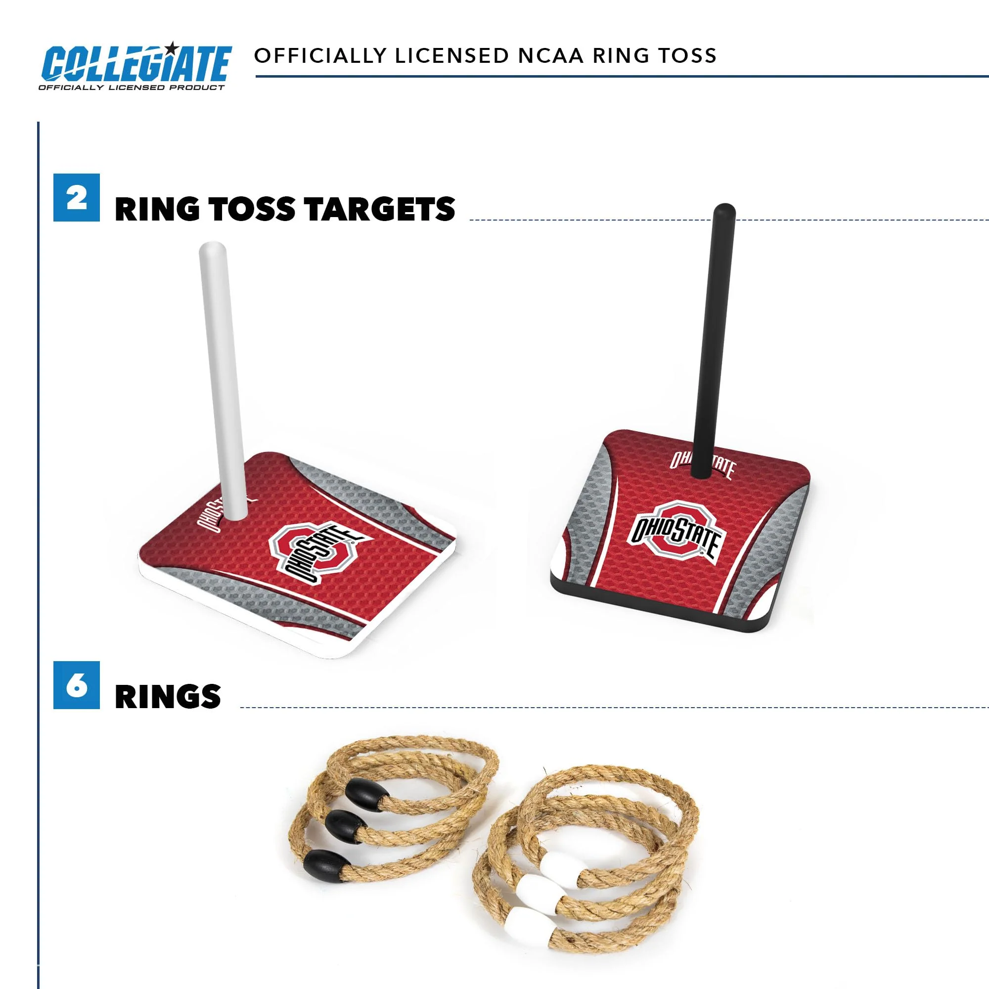 Wild Sports College Quoits Set with Direct Print HD Team Graphics – Tailgate Ring Toss Game – Great Gift for Any NCAA Fan! Ring Toss Family Outdoor Games for The Beach, BBQ, or Tailgate Party - Image 4