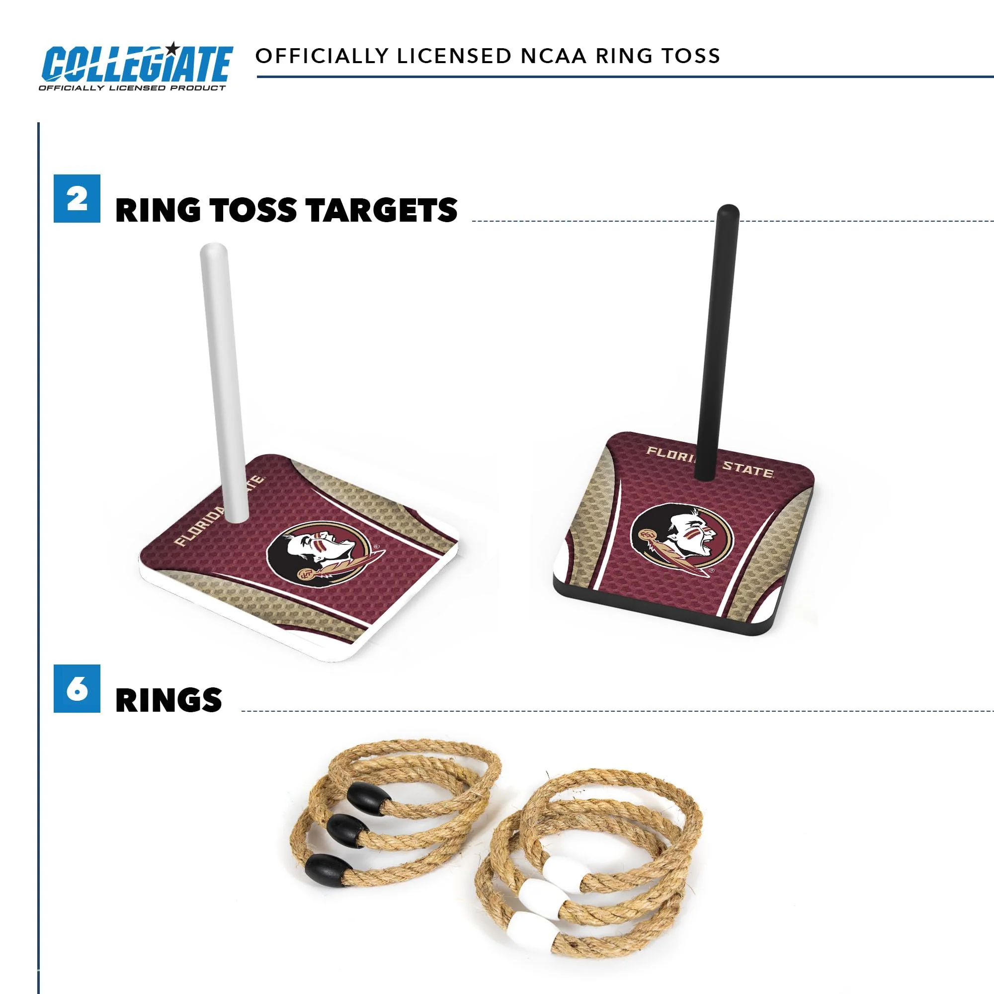 Wild Sports College Quoits Set with Direct Print HD Team Graphics – Tailgate Ring Toss Game – Great Gift for Any NCAA Fan! Ring Toss Family Outdoor Games for The Beach, BBQ, or Tailgate Party - Image 4