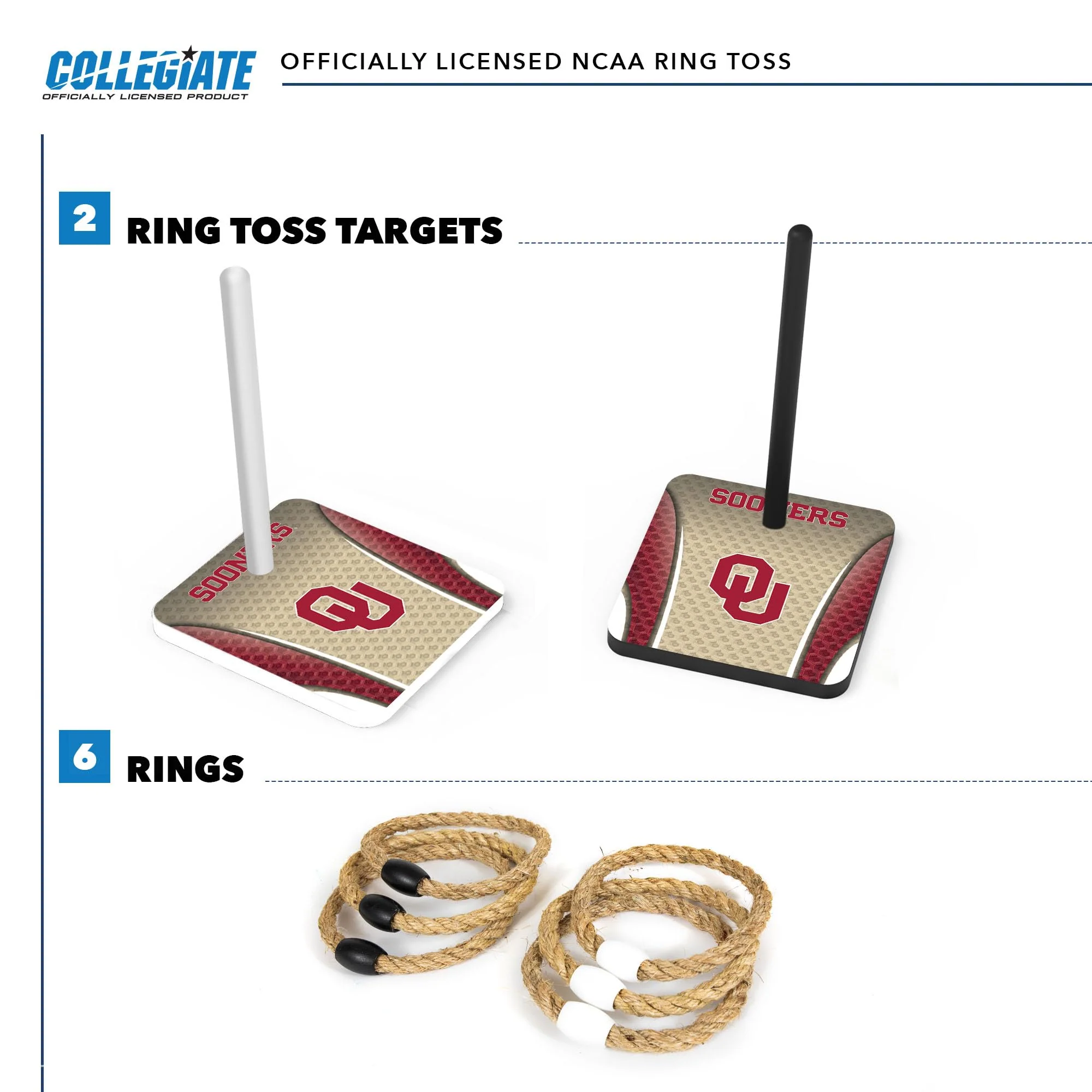 Wild Sports College Quoits Set with Direct Print HD Team Graphics – Tailgate Ring Toss Game – Great Gift for Any NCAA Fan! Ring Toss Family Outdoor Games for The Beach, BBQ, or Tailgate Party - Image 4
