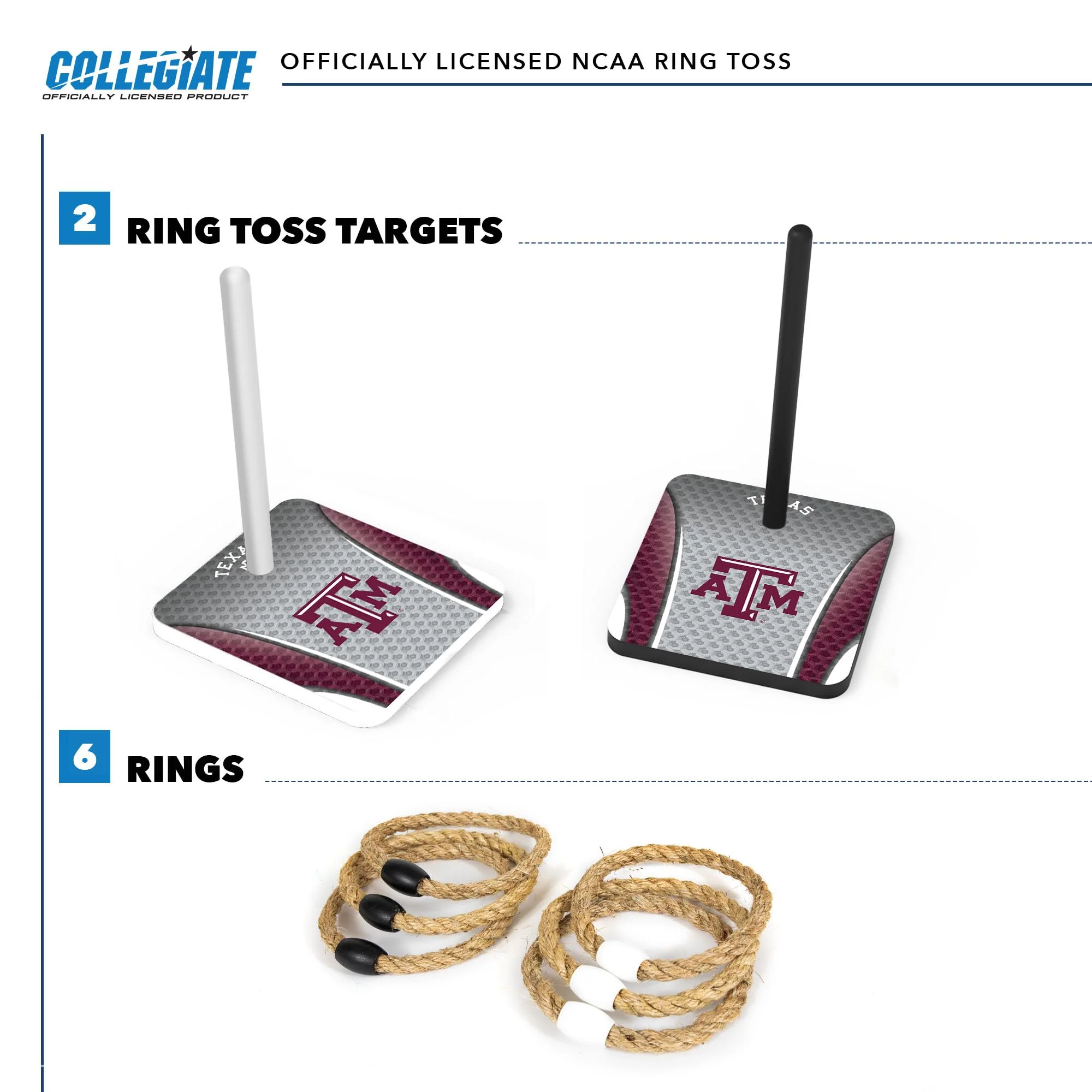 Wild Sports College Quoits Set with Direct Print HD Team Graphics – Tailgate Ring Toss Game – Great Gift for Any NCAA Fan! Ring Toss Family Outdoor Games for The Beach, BBQ, or Tailgate Party - Image 4