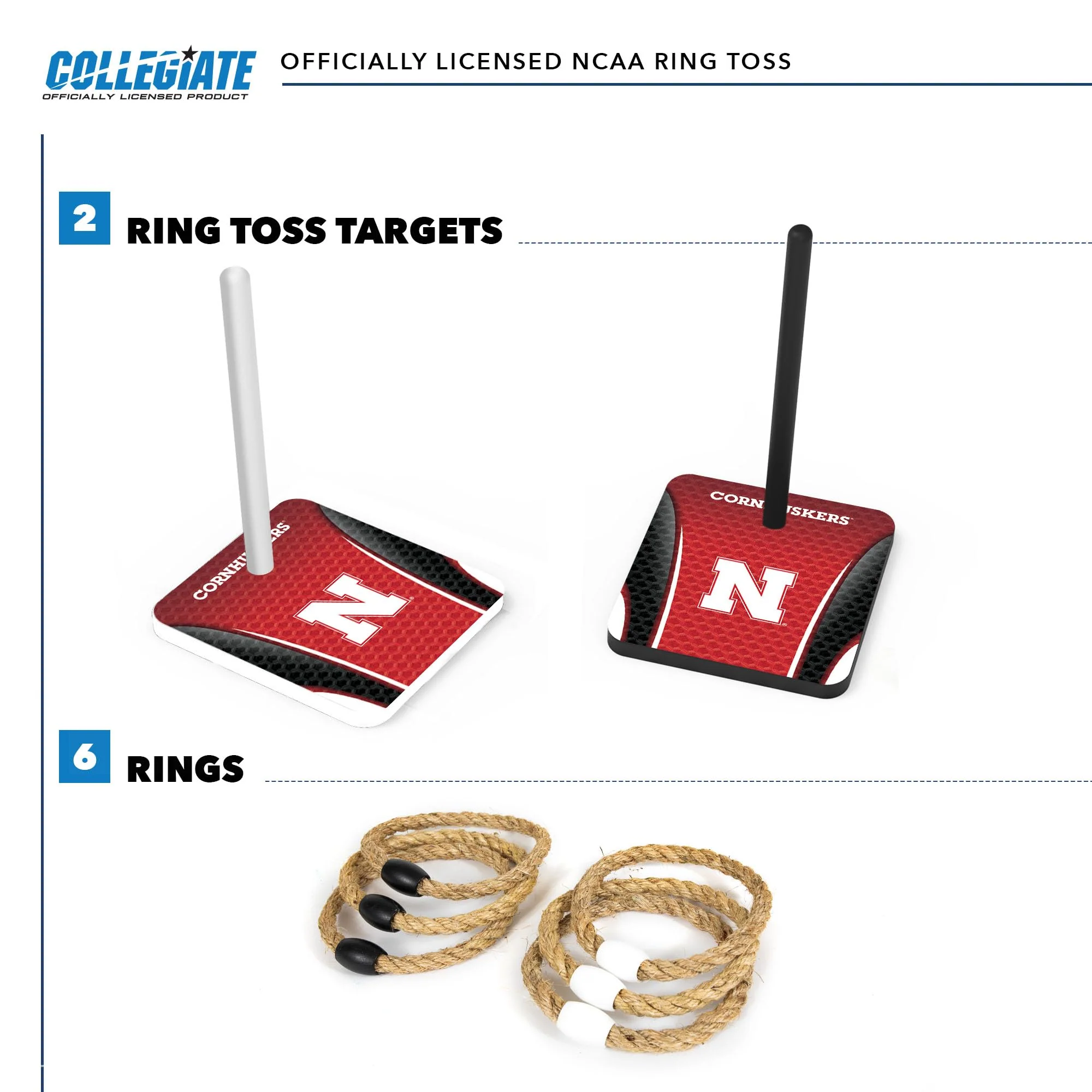 Wild Sports College Quoits Set with Direct Print HD Team Graphics – Tailgate Ring Toss Game – Great Gift for Any NCAA Fan! Ring Toss Family Outdoor Games for The Beach, BBQ, or Tailgate Party - Image 4