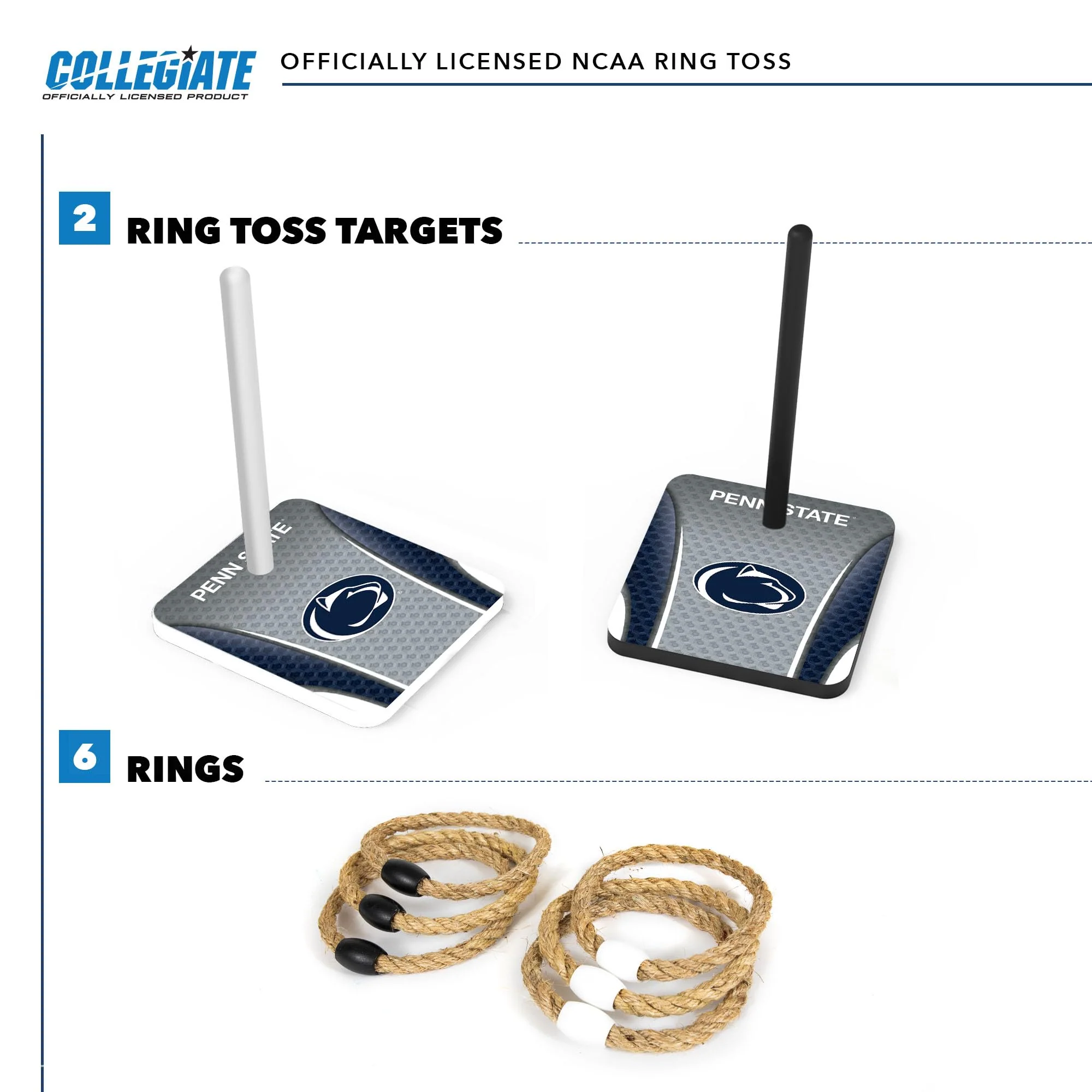 Wild Sports College Quoits Set with Direct Print HD Team Graphics – Tailgate Ring Toss Game – Great Gift for Any NCAA Fan! Ring Toss Family Outdoor Games for The Beach, BBQ, or Tailgate Party - Image 4