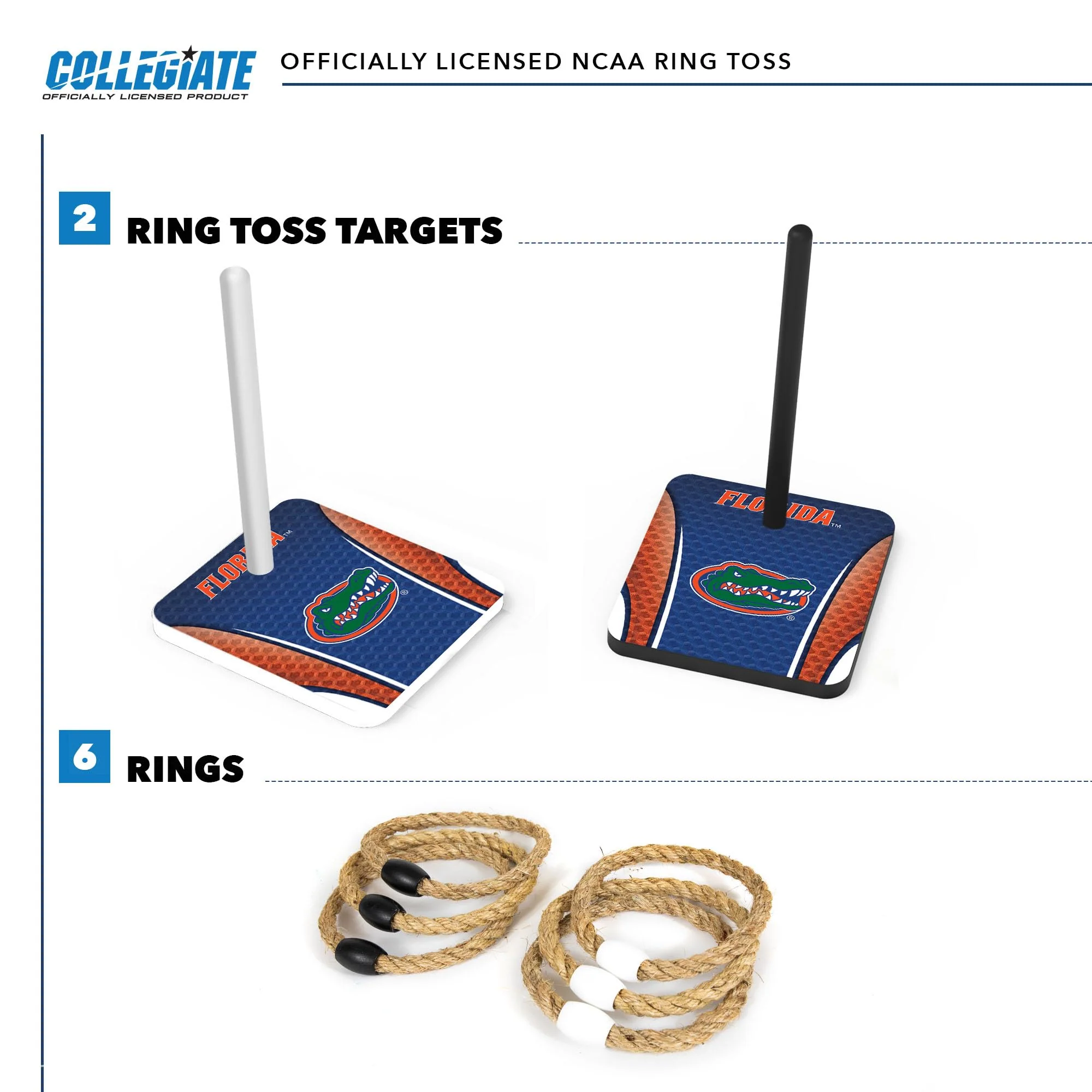 Wild Sports College Quoits Set with Direct Print HD Team Graphics – Tailgate Ring Toss Game – Great Gift for Any NCAA Fan! Ring Toss Family Outdoor Games for The Beach, BBQ, or Tailgate Party - Image 4