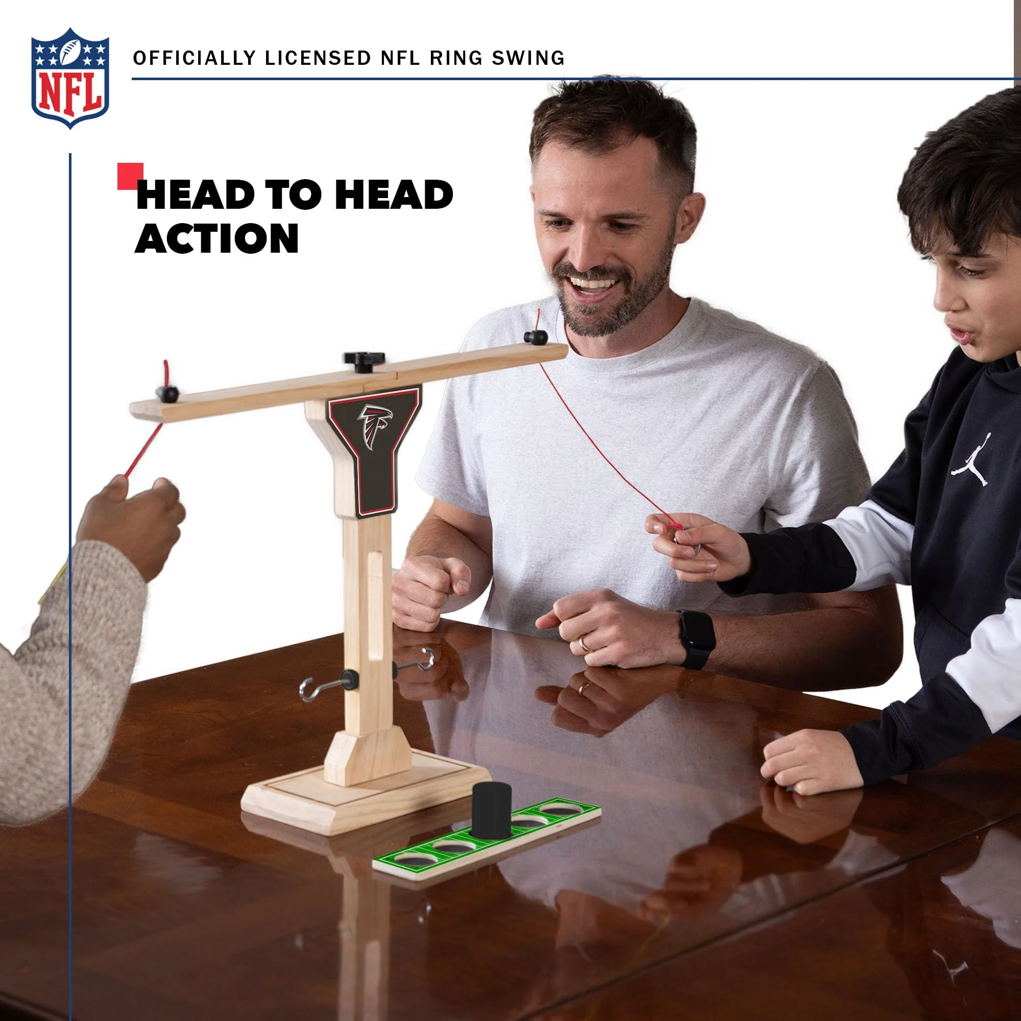 Wild Sports NFL Atlanta Falcons Wooden Ring Swing Battle - Head-to-Head Ring Toss Hook & Ring Game for NFL Fans - Image 2