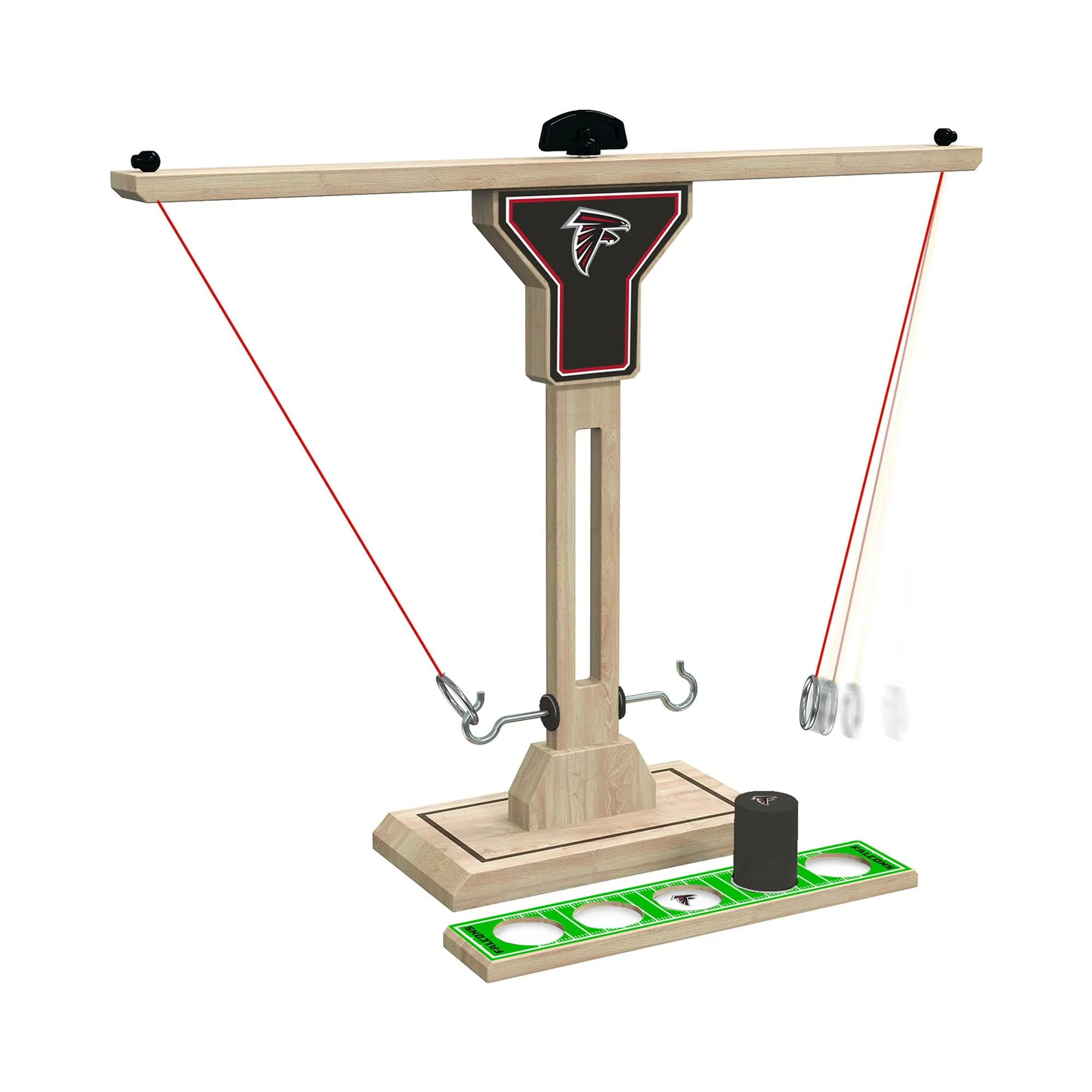Wild Sports NFL Atlanta Falcons Wooden Ring Swing Battle - Head-to-Head Ring Toss Hook & Ring Game for NFL Fans