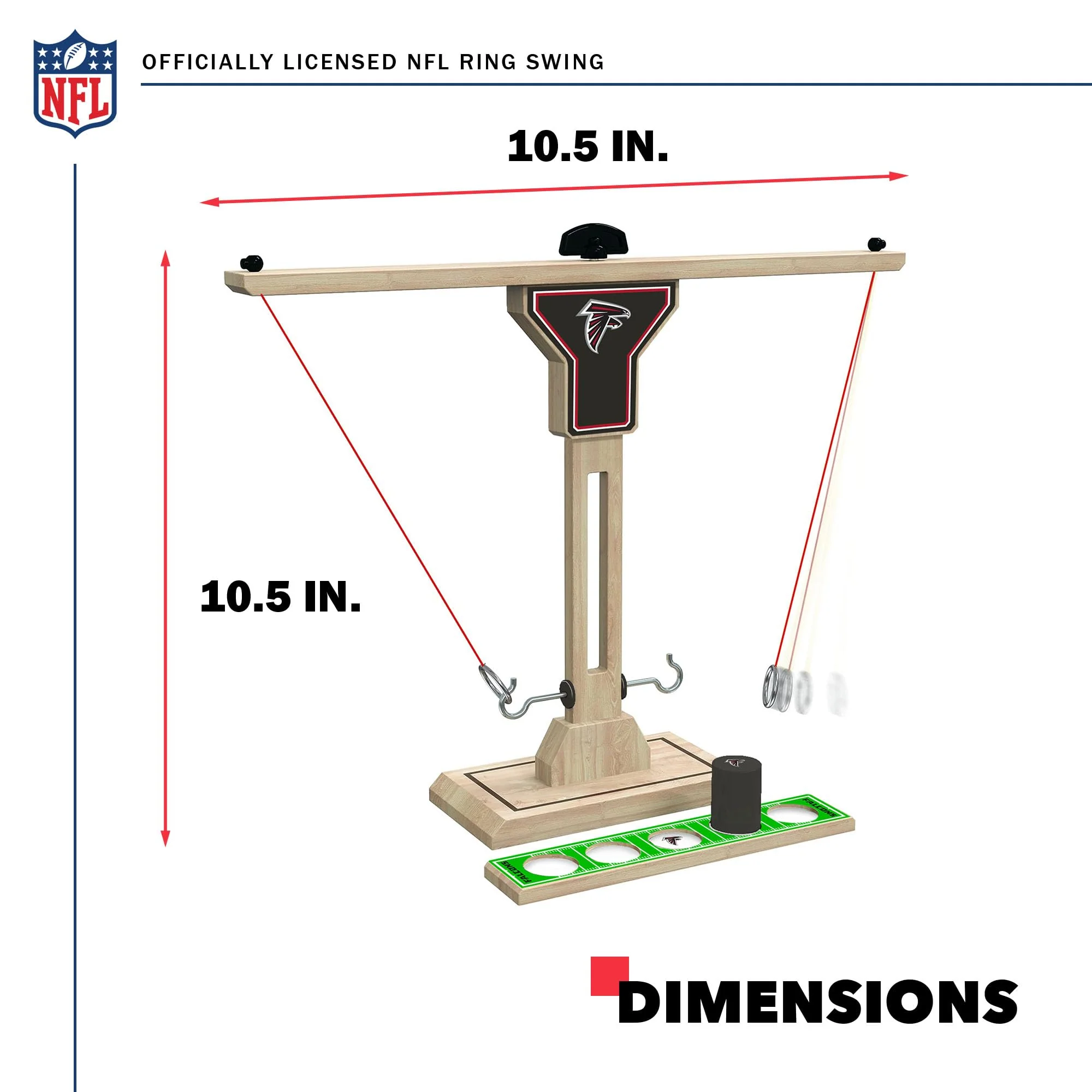 Wild Sports NFL Atlanta Falcons Wooden Ring Swing Battle - Head-to-Head Ring Toss Hook & Ring Game for NFL Fans - Image 3