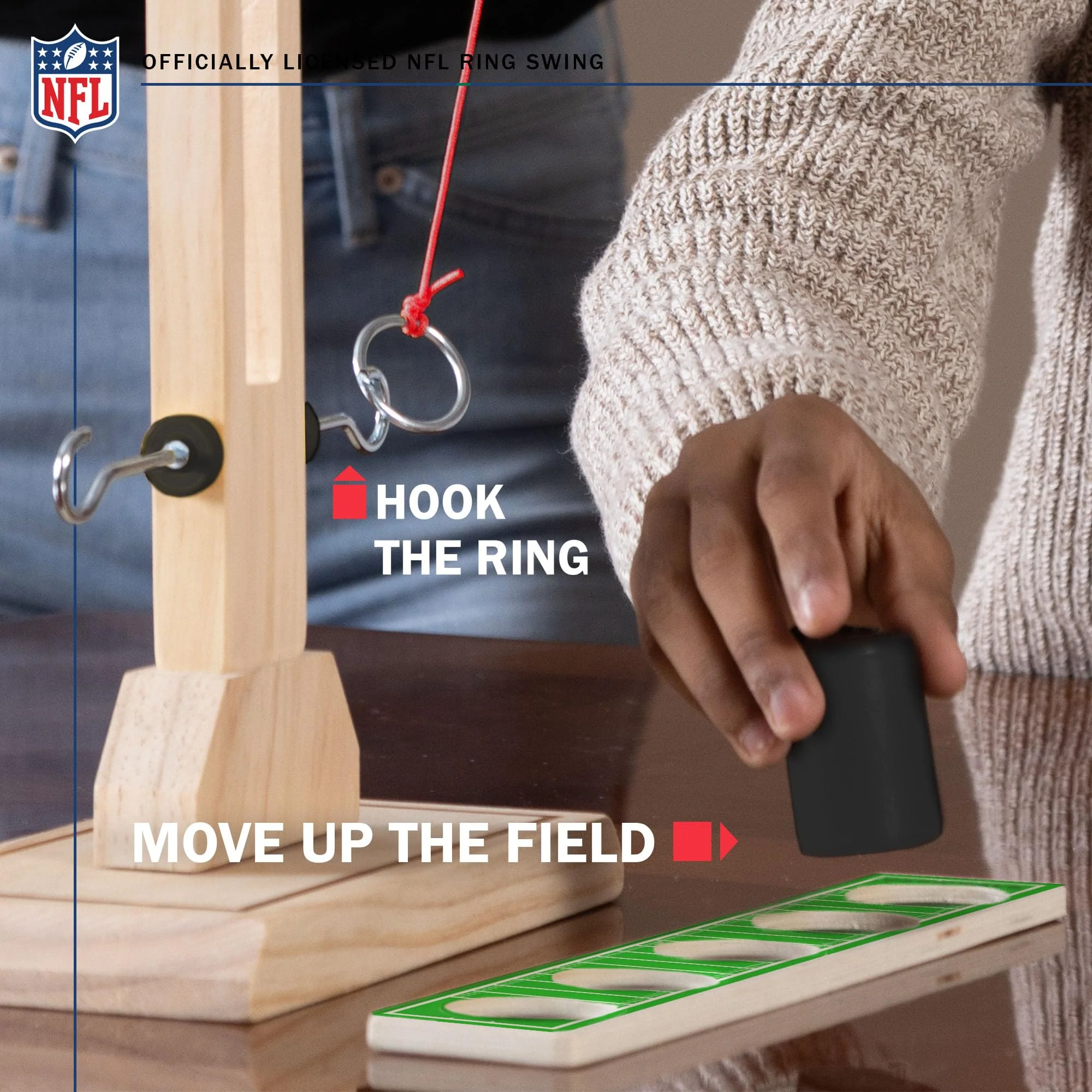 Wild Sports NFL Atlanta Falcons Wooden Ring Swing Battle - Head-to-Head Ring Toss Hook & Ring Game for NFL Fans - Image 4