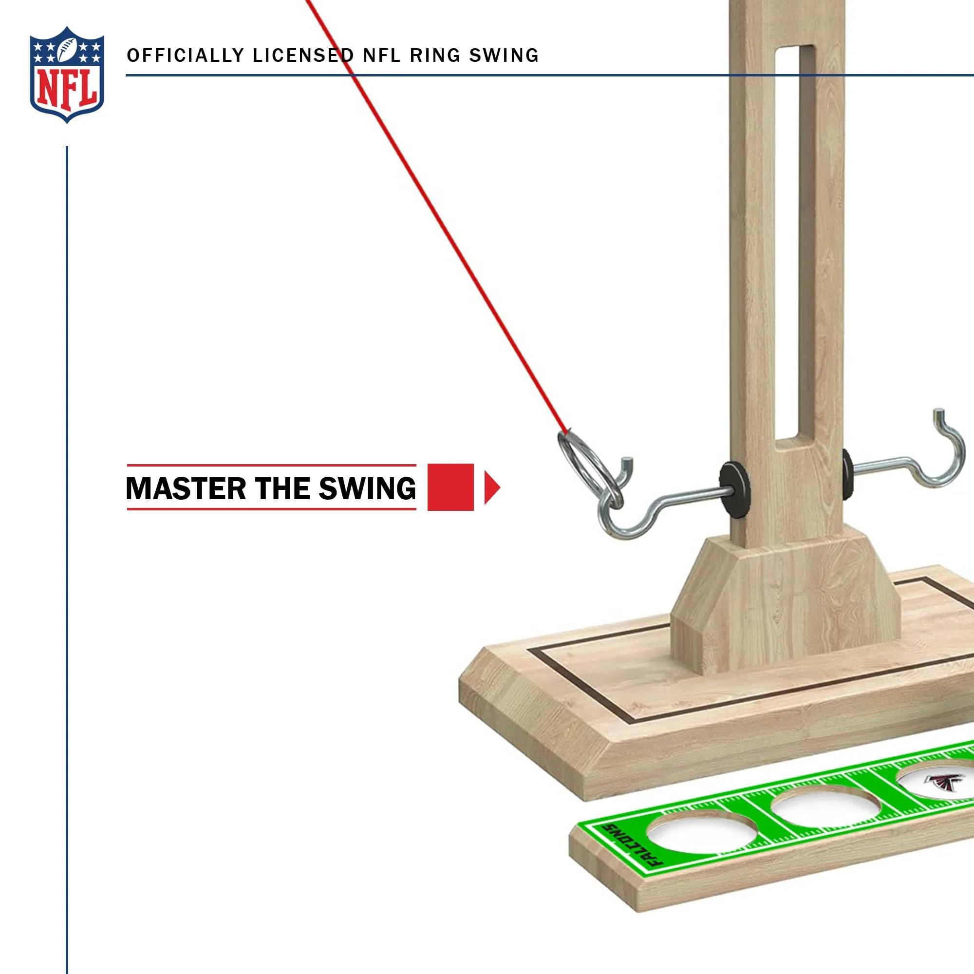 Wild Sports NFL Atlanta Falcons Wooden Ring Swing Battle - Head-to-Head Ring Toss Hook & Ring Game for NFL Fans - Image 5
