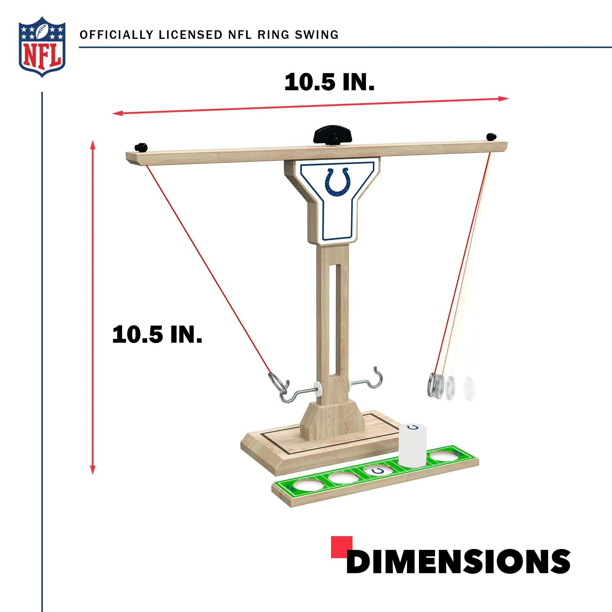 Wild Sports NFL Indianapolis Colts Wooden Ring Swing Battle - Head-to-Head Ring Toss Hook & Ring Game for NFL Fans - Image 3