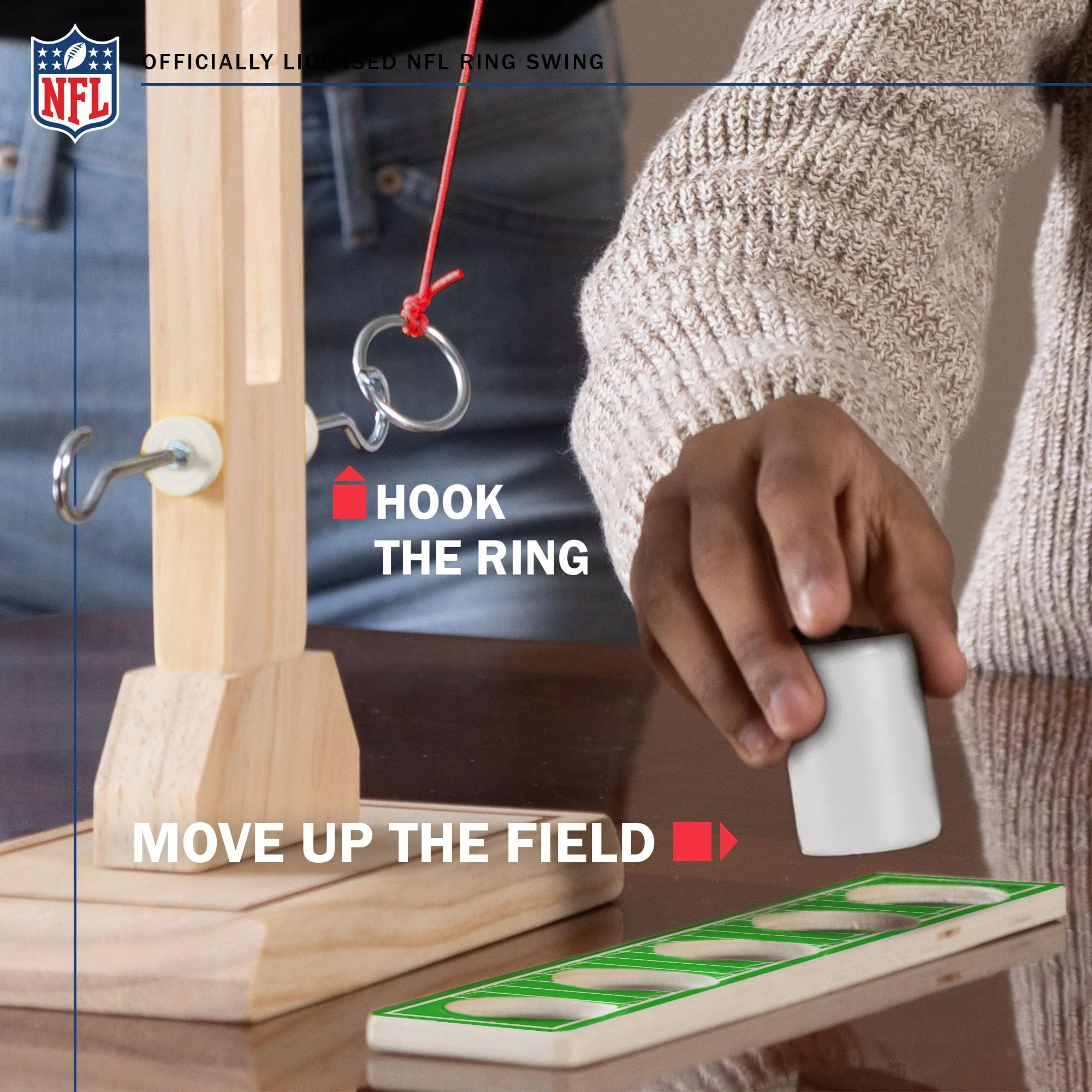 Wild Sports NFL Indianapolis Colts Wooden Ring Swing Battle - Head-to-Head Ring Toss Hook & Ring Game for NFL Fans - Image 4