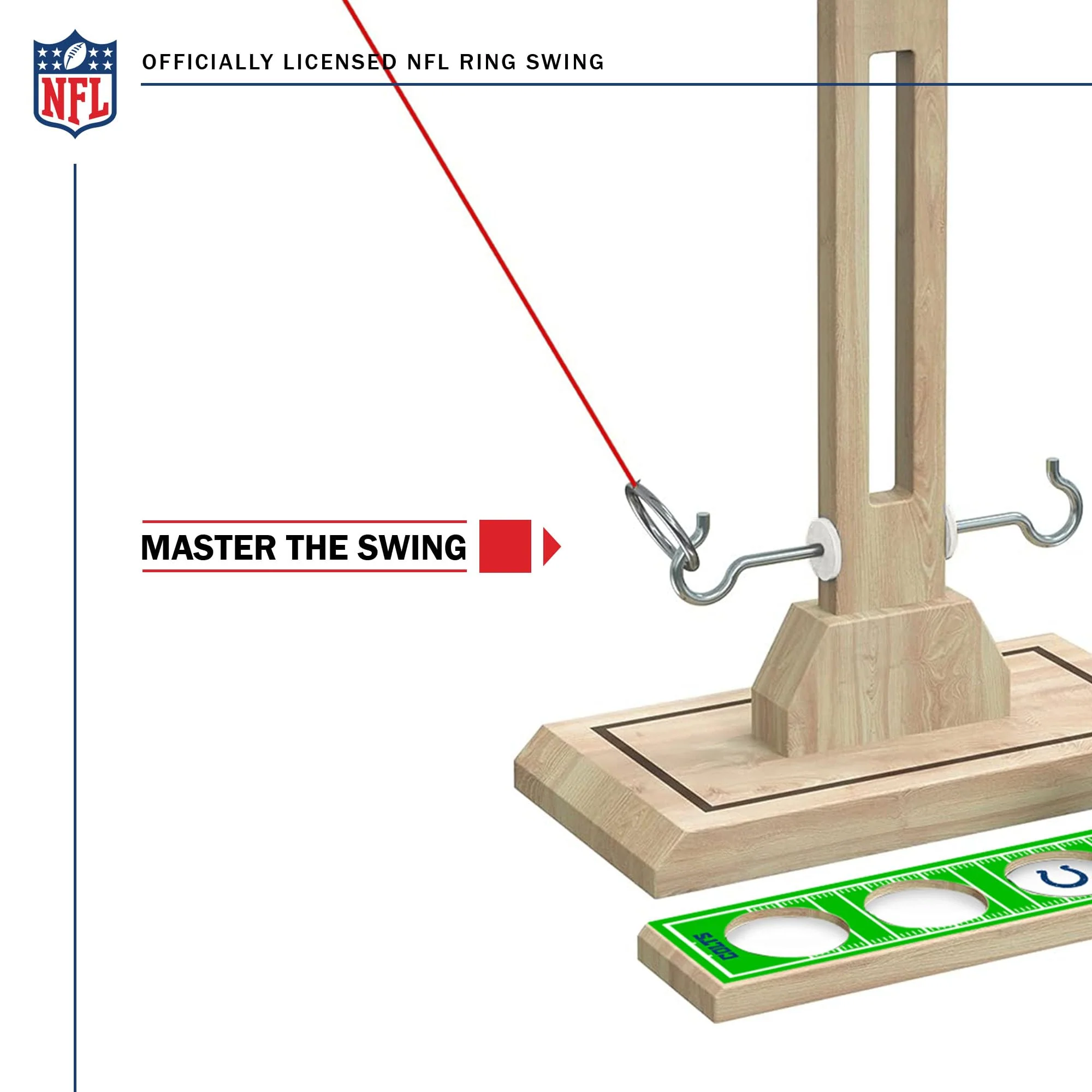 Wild Sports NFL Indianapolis Colts Wooden Ring Swing Battle - Head-to-Head Ring Toss Hook & Ring Game for NFL Fans - Image 5