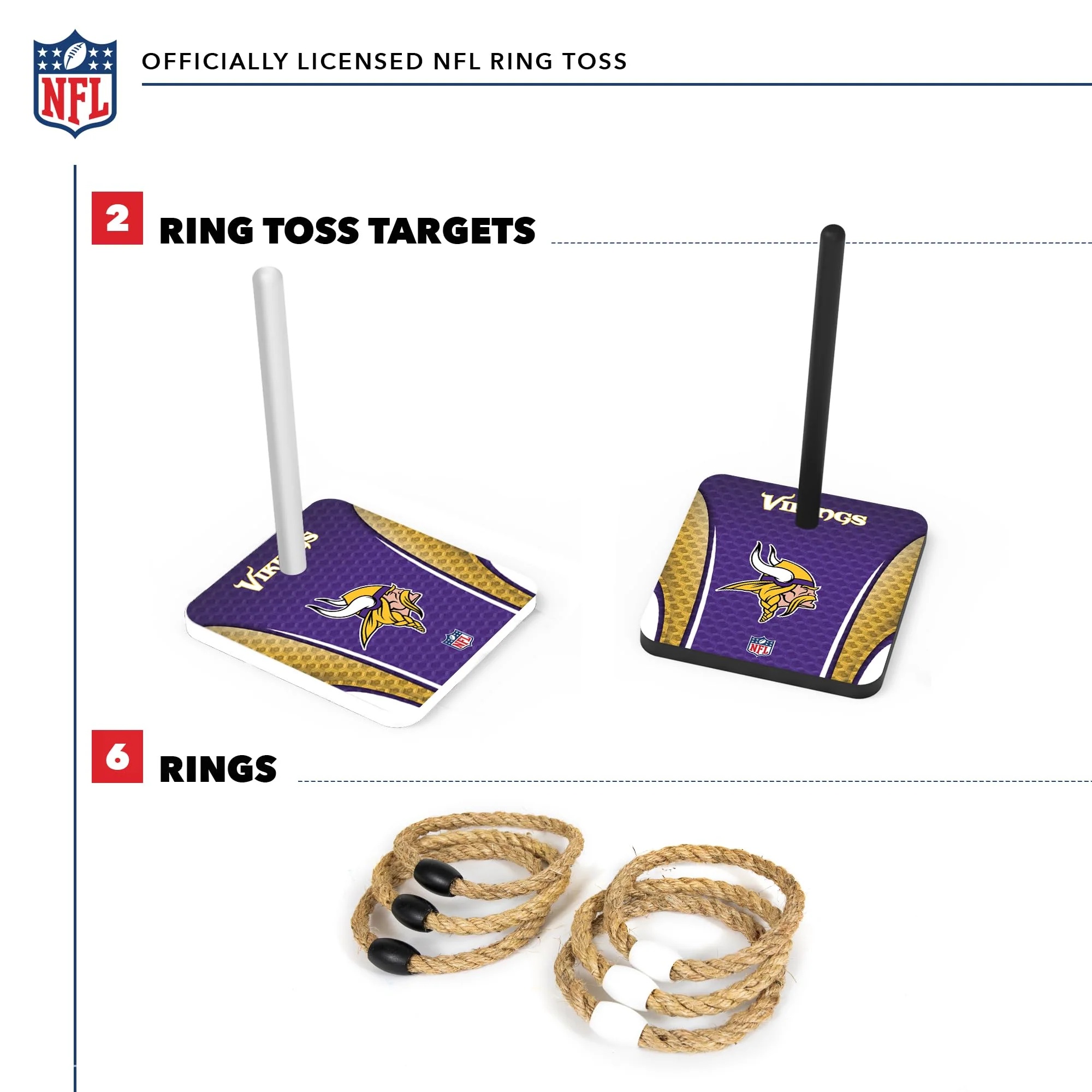 Wild Sports NFL Quoits Set with Direct Print HD Team Graphics – Tailgate Ring Toss Game – Great Gift for Any Football Fan! Ring Toss Family Outdoor Games for The Beach, BBQ, or Tailgate Party - Image 7