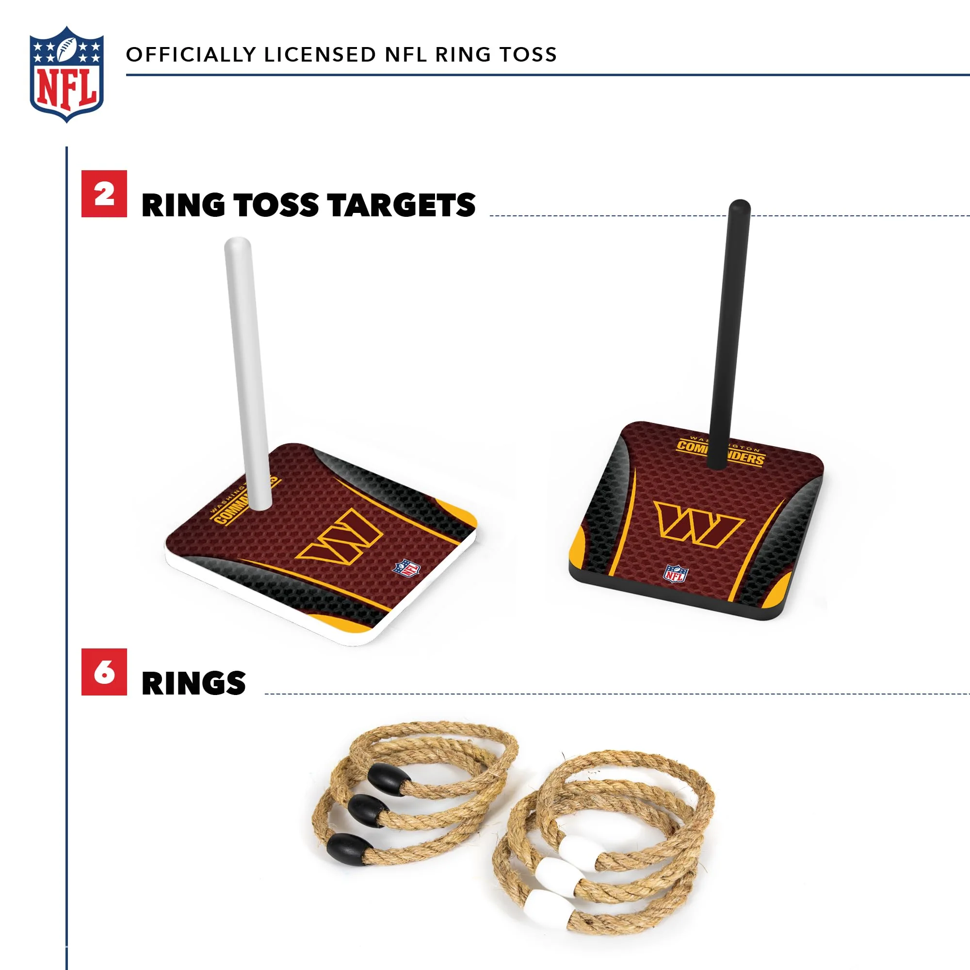 Wild Sports NFL Quoits Set with Direct Print HD Team Graphics – Tailgate Ring Toss Game – Great Gift for Any Football Fan! Ring Toss Family Outdoor Games for The Beach, BBQ, or Tailgate Party - Image 4