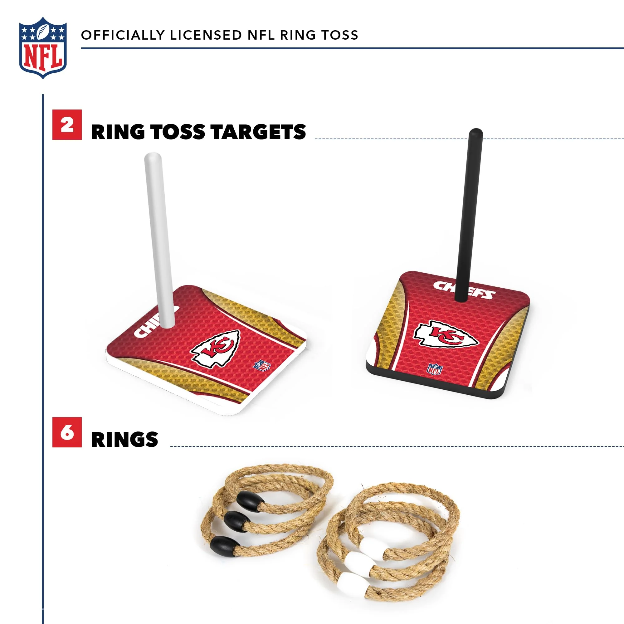 Wild Sports NFL Quoits Set with Direct Print HD Team Graphics – Tailgate Ring Toss Game – Great Gift for Any Football Fan! Ring Toss Family Outdoor Games for The Beach, BBQ, or Tailgate Party - Image 7