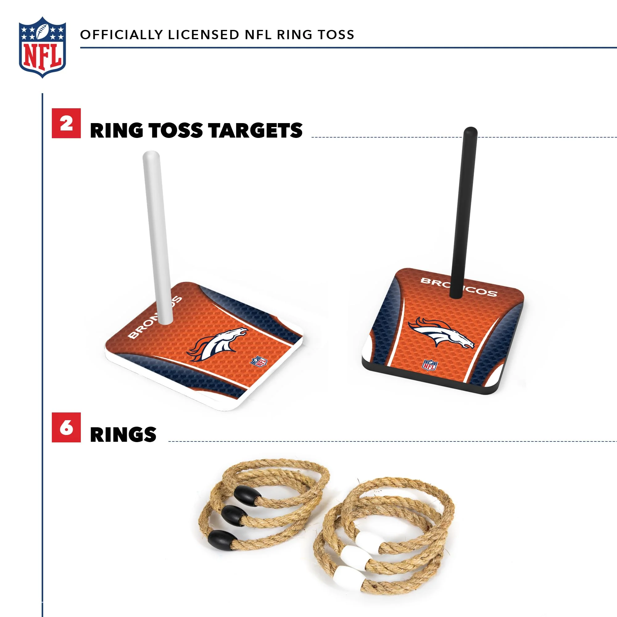 Wild Sports NFL Quoits Set with Direct Print HD Team Graphics – Tailgate Ring Toss Game – Great Gift for Any Football Fan! Ring Toss Family Outdoor Games for The Beach, BBQ, or Tailgate Party - Image 6