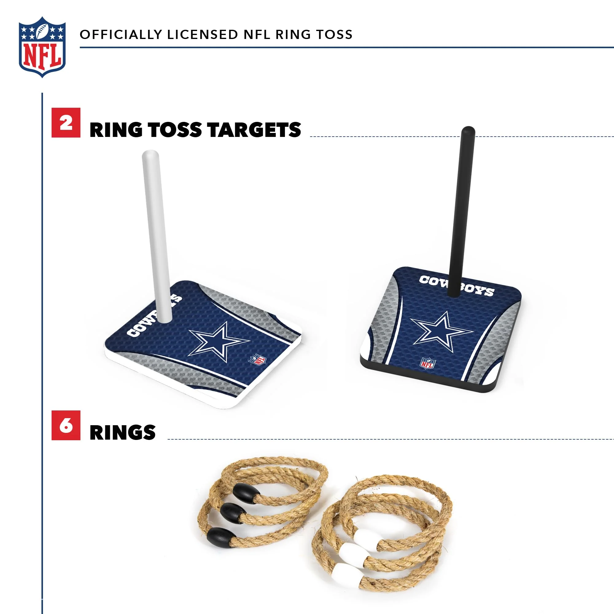 Wild Sports NFL Quoits Set with Direct Print HD Team Graphics – Tailgate Ring Toss Game – Great Gift for Any Football Fan! Ring Toss Family Outdoor Games for The Beach, BBQ, or Tailgate Party - Image 6