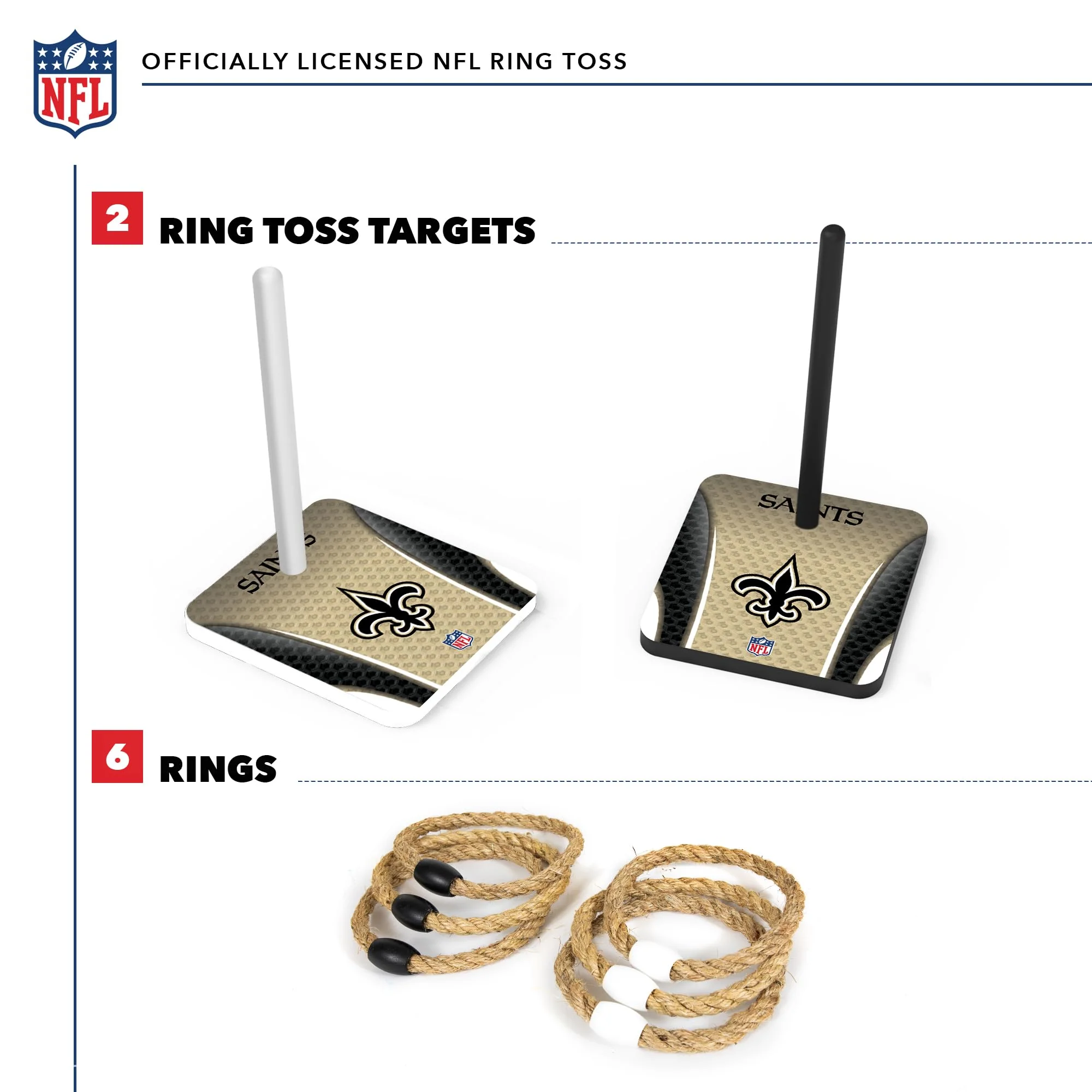 Wild Sports NFL Quoits Set with Direct Print HD Team Graphics – Tailgate Ring Toss Game – Great Gift for Any Football Fan! Ring Toss Family Outdoor Games for The Beach, BBQ, or Tailgate Party - Image 6