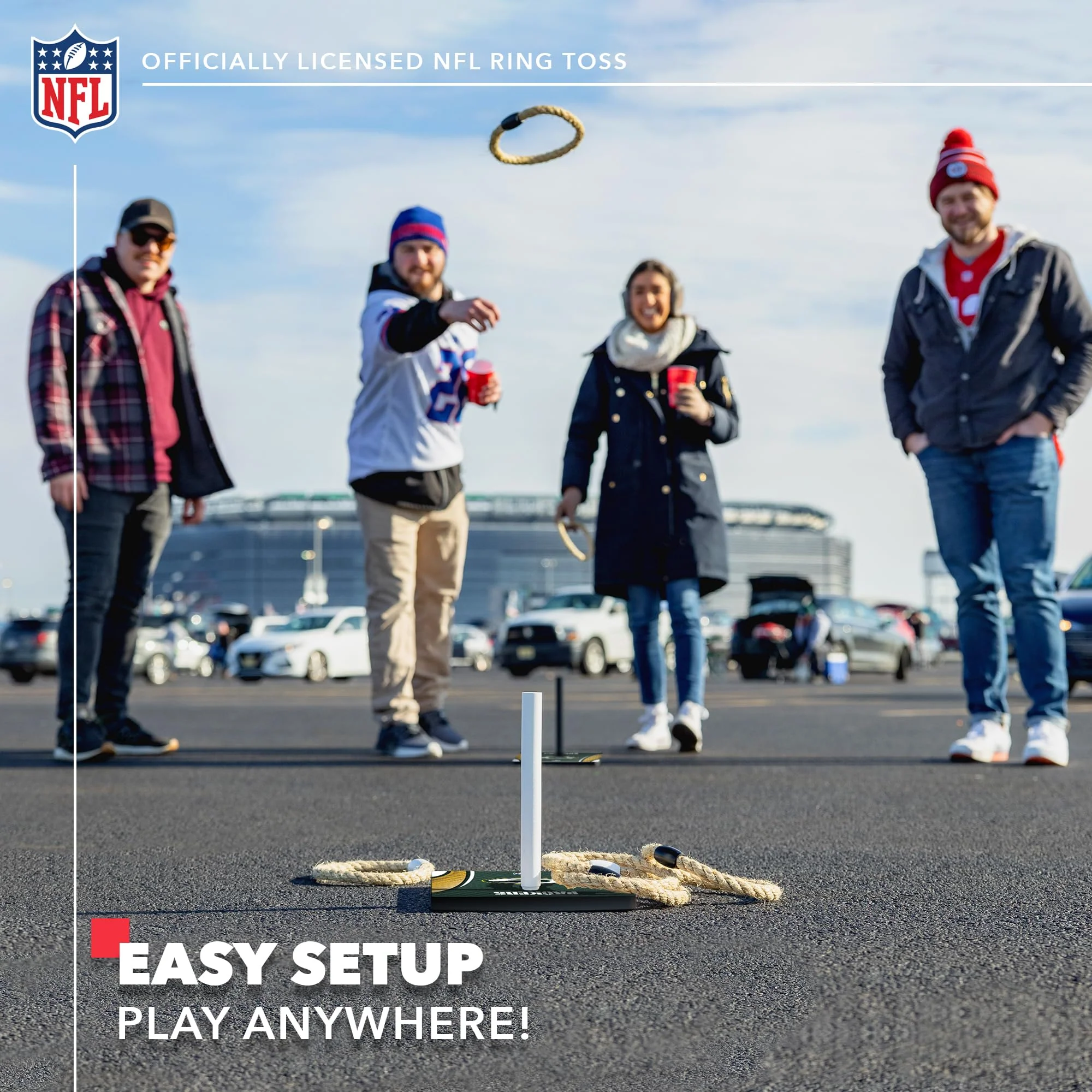 Wild Sports NFL Quoits Set with Direct Print HD Team Graphics – Tailgate Ring Toss Game – Great Gift for Any Football Fan! Ring Toss Family Outdoor Games for The Beach, BBQ, or Tailgate Party - Image 5