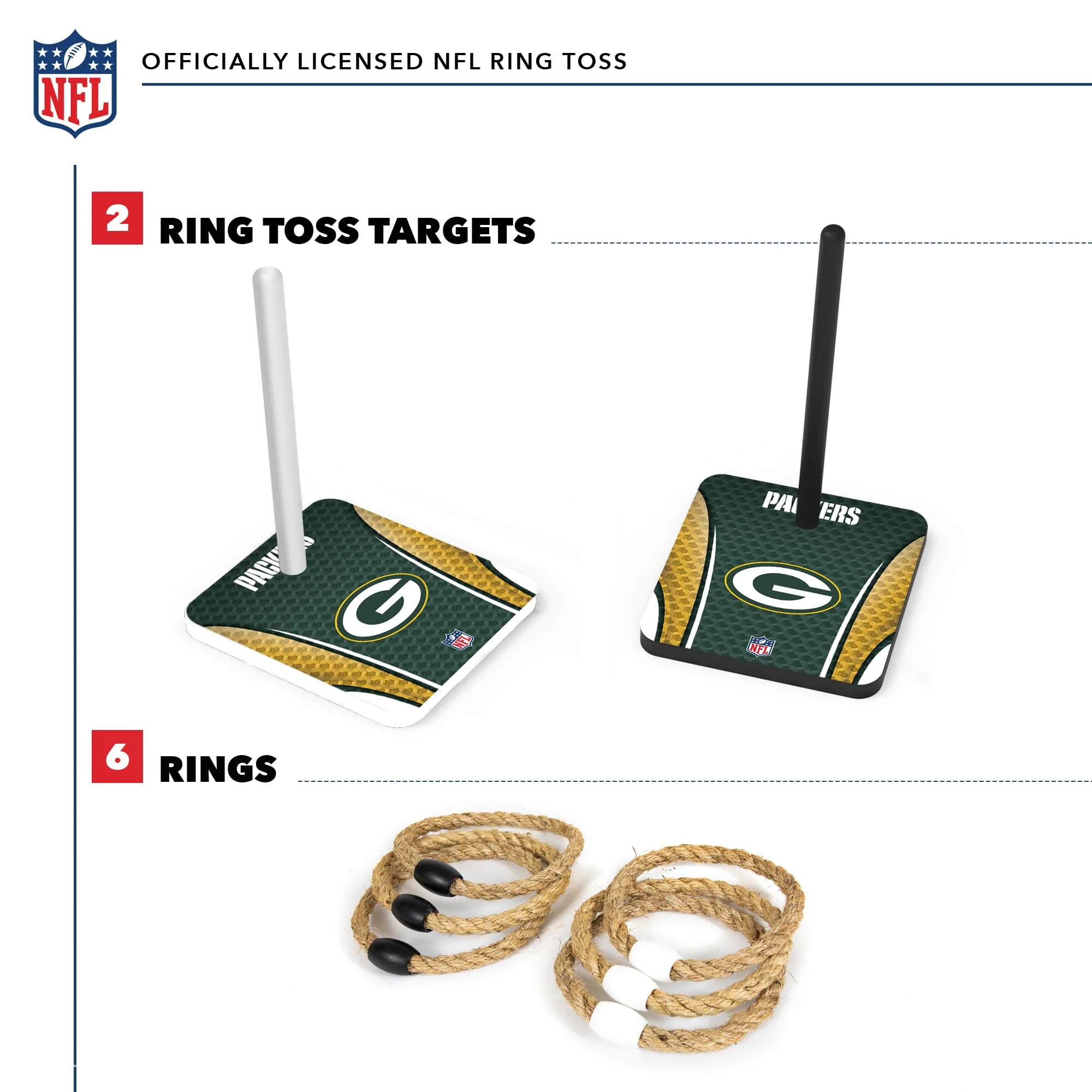 Wild Sports NFL Quoits Set with Direct Print HD Team Graphics – Tailgate Ring Toss Game – Great Gift for Any Football Fan! Ring Toss Family Outdoor Games for The Beach, BBQ, or Tailgate Party - Image 7