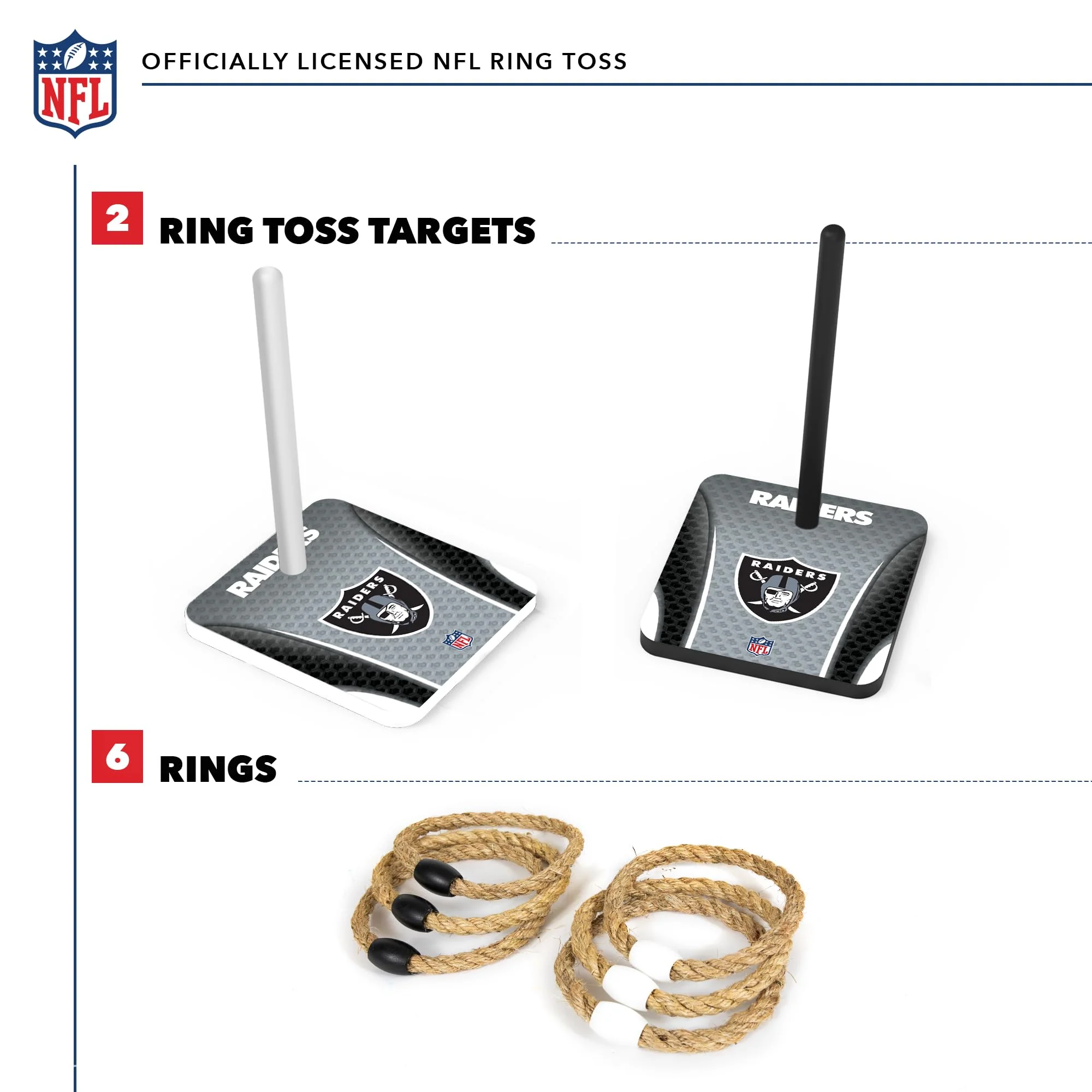 Wild Sports NFL Quoits Set with Direct Print HD Team Graphics – Tailgate Ring Toss Game – Great Gift for Any Football Fan! Ring Toss Family Outdoor Games for The Beach, BBQ, or Tailgate Party - Image 4