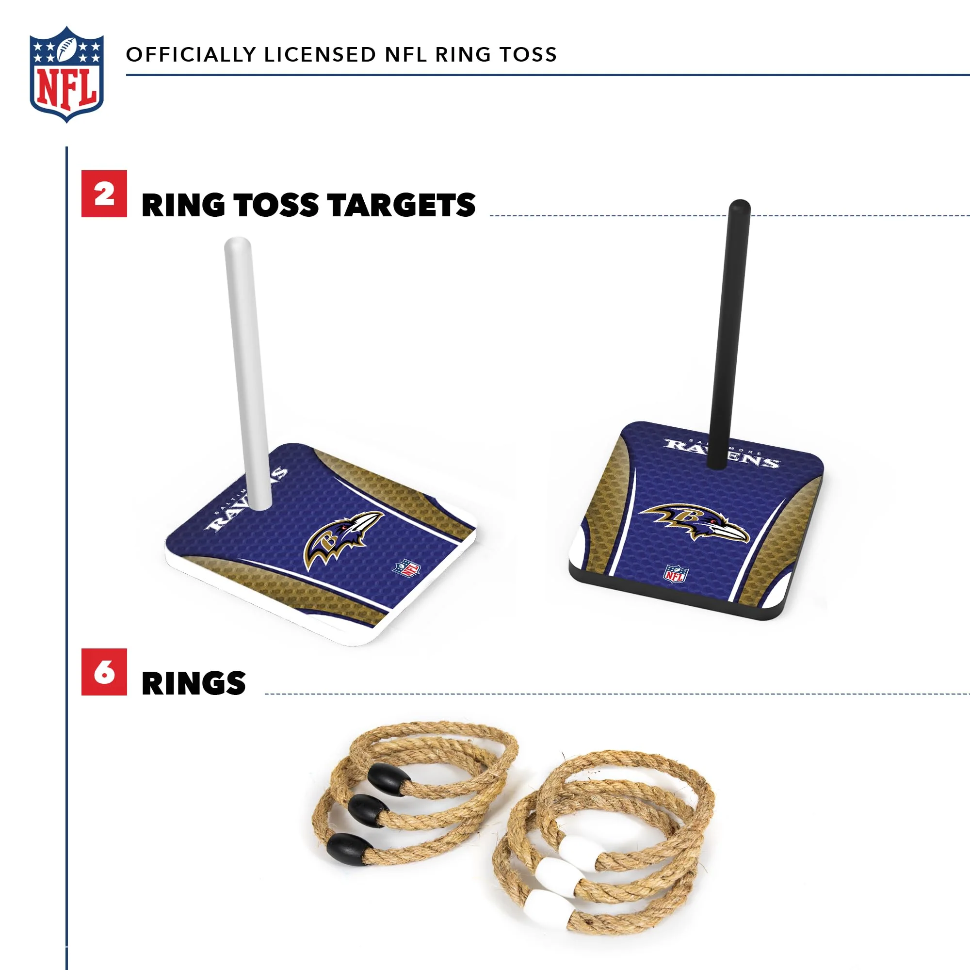 Wild Sports NFL Quoits Set with Direct Print HD Team Graphics – Tailgate Ring Toss Game – Great Gift for Any Football Fan! Ring Toss Family Outdoor Games for The Beach, BBQ, or Tailgate Party - Image 6