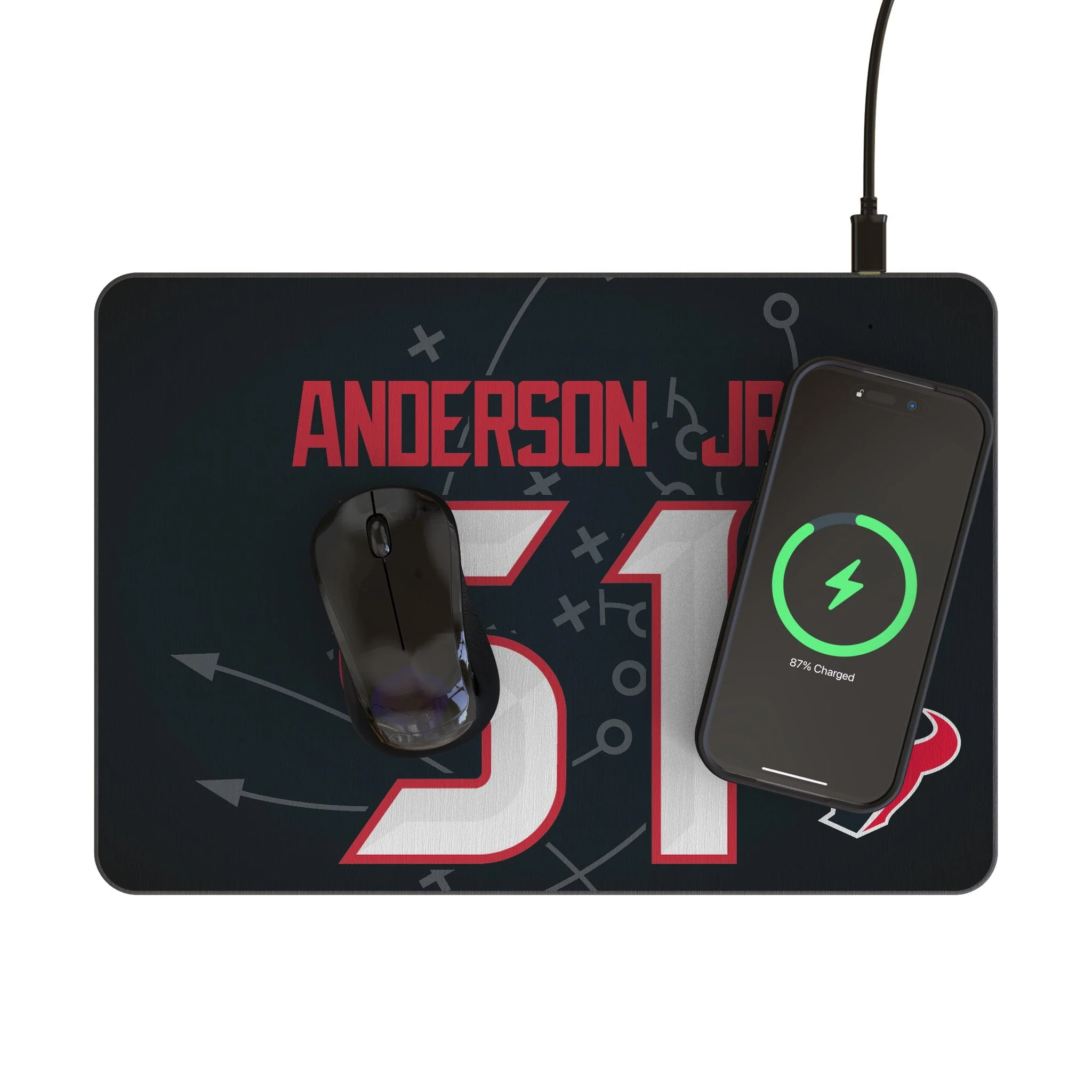 Will Anderson Jr. Houston Texans 51 Game Tactic 15-Watt Wireless Charger and Mouse Pad - Image 2
