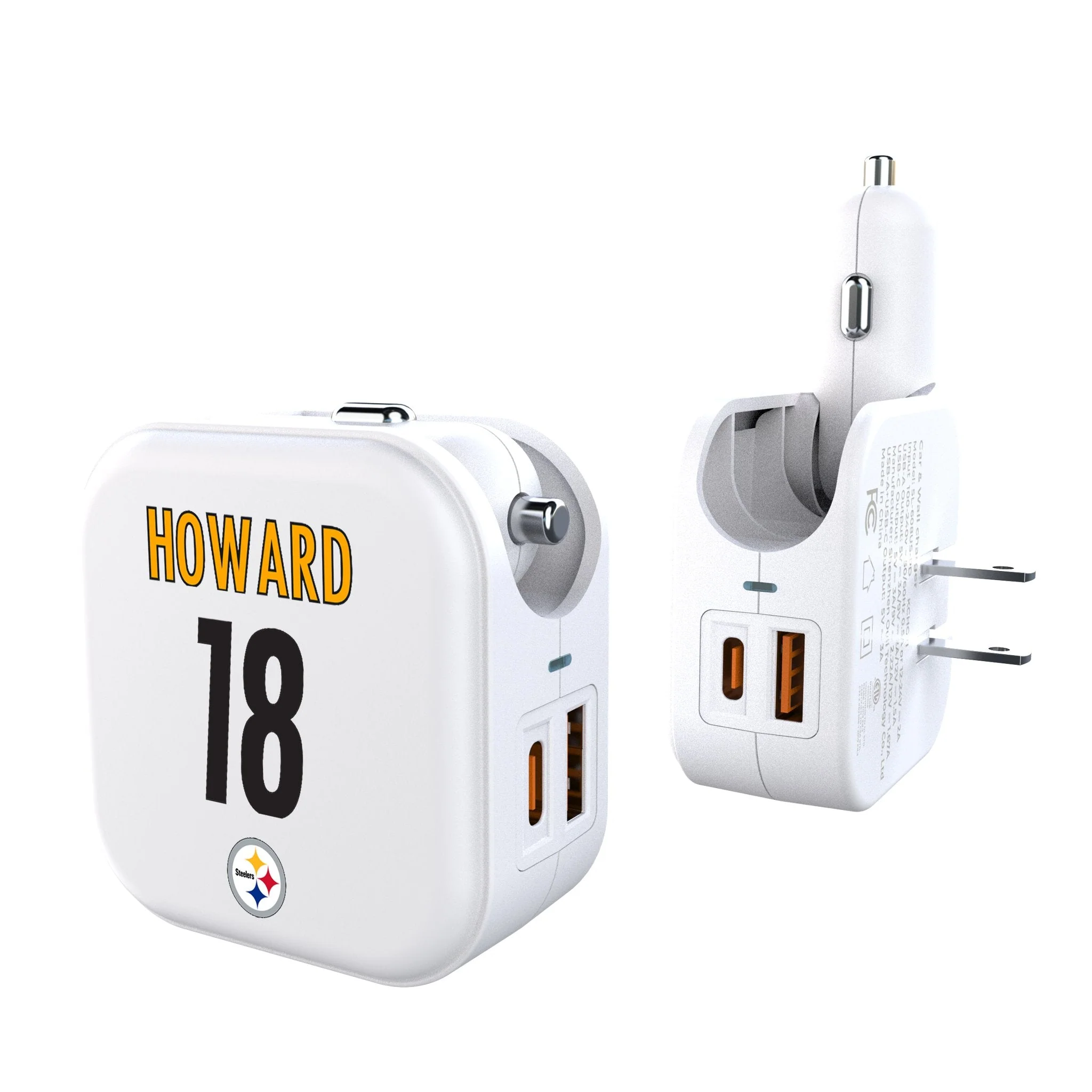 Will Howard Pittsburgh Steelers 18 Game Tactic 2 in 1 USB Charger
