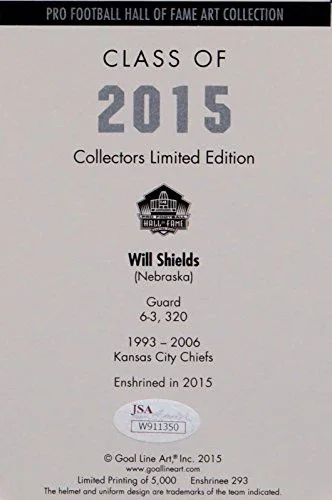 Will Shields Autographed Kansas City Cheifs Goal Line Art Card- JSA Auth - Image 3