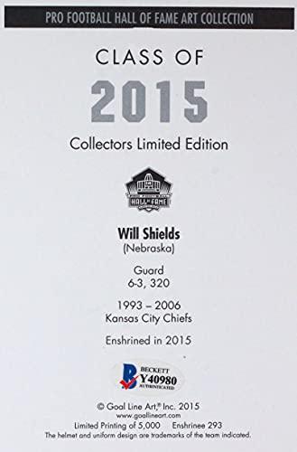 Will Shields Autographed Steelers Goal Line Art Card w/HOF- Beckett Blue - Image 2