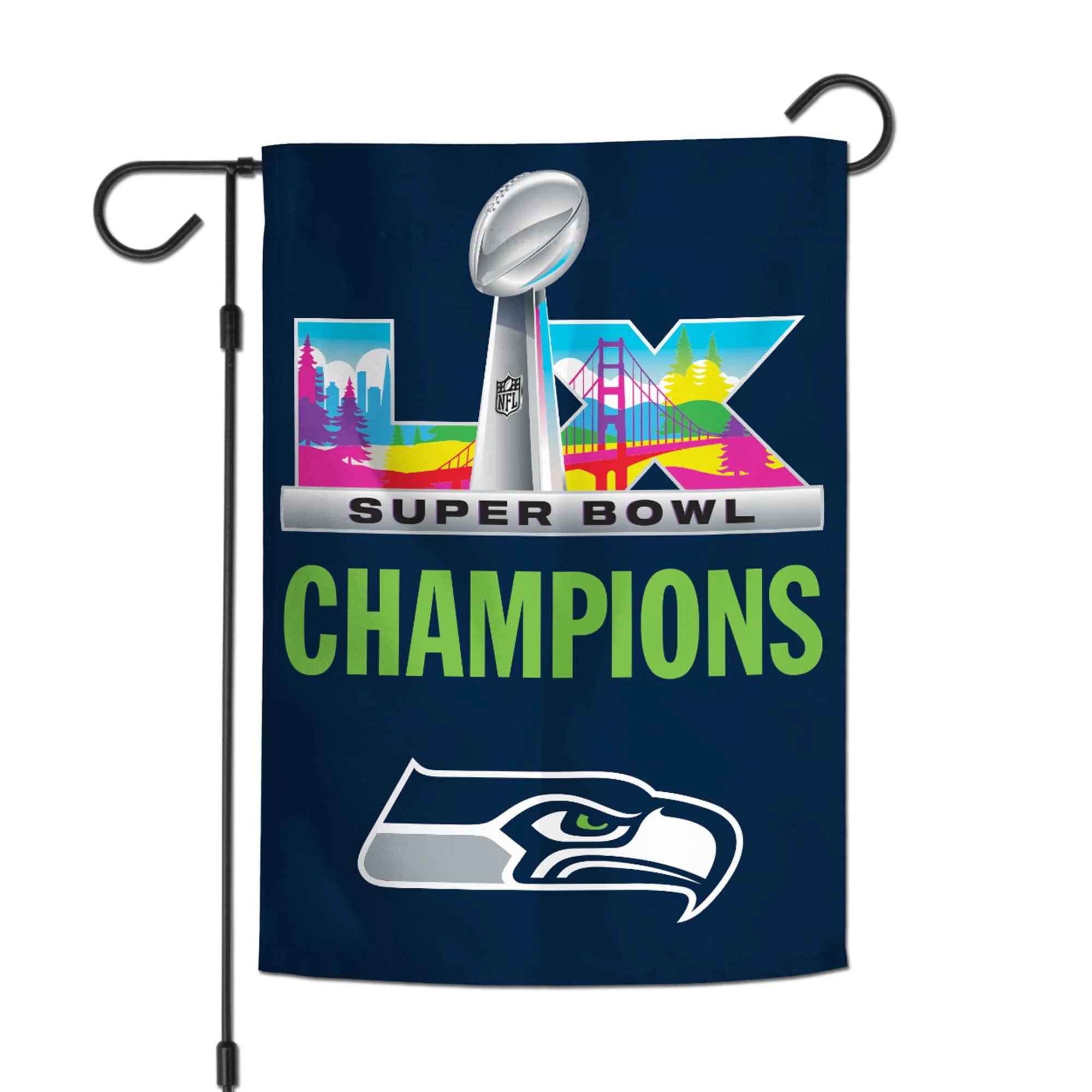 WinCraft Seattle Seahawks Super Bowl LX Champions Double-Sided 12" x 18" Garden Flag - Image 2