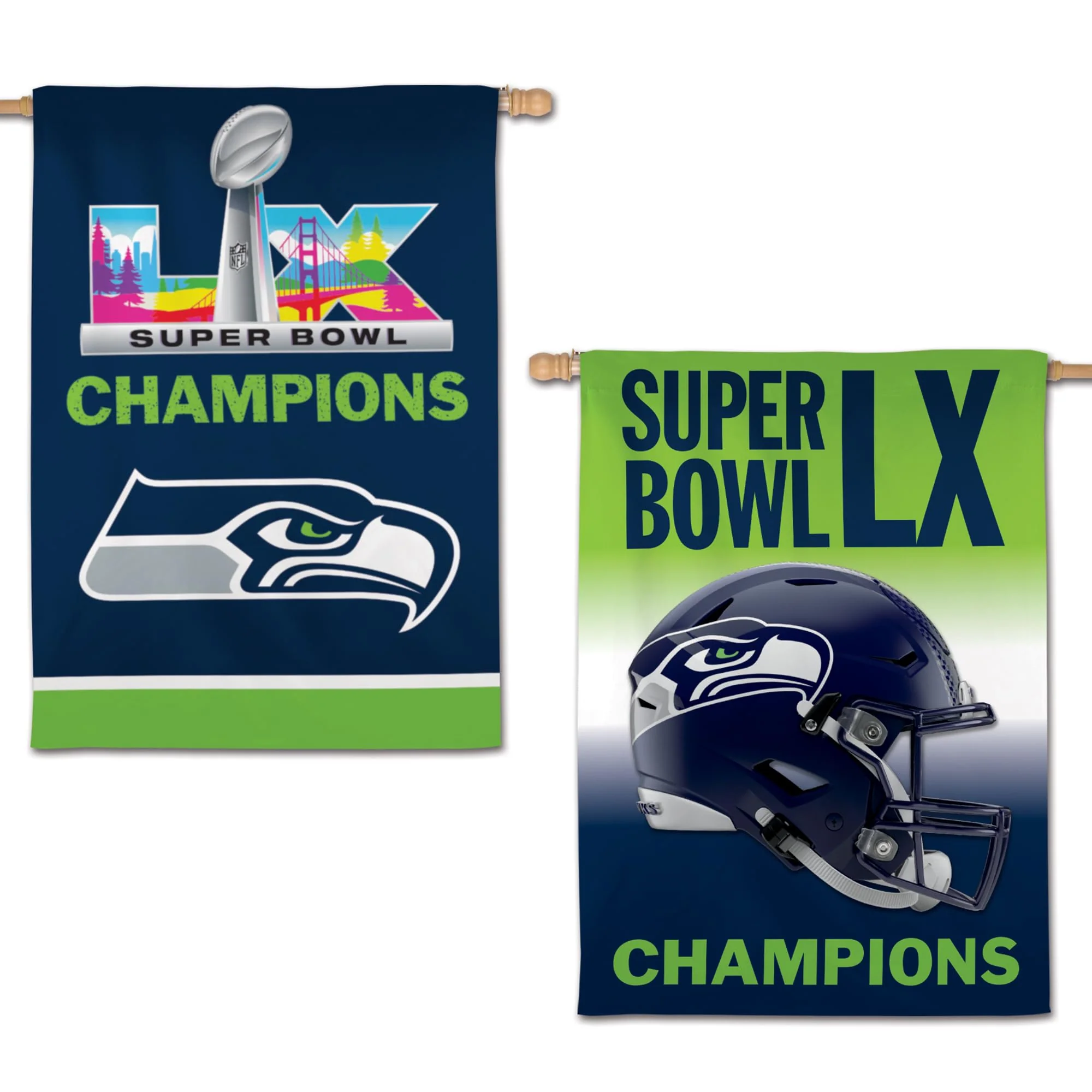 WinCraft Seattle Seahawks Super Bowl LX Champions Double-Sided 28" x 40" Vertical Banner