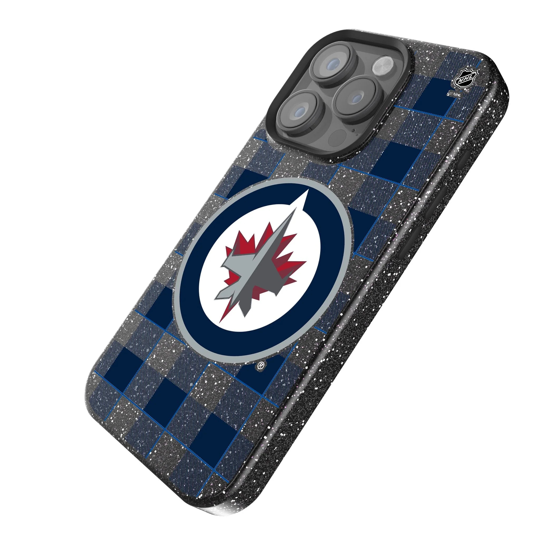 Winnipeg Jets Plaid Bling Phone Case - Image 2