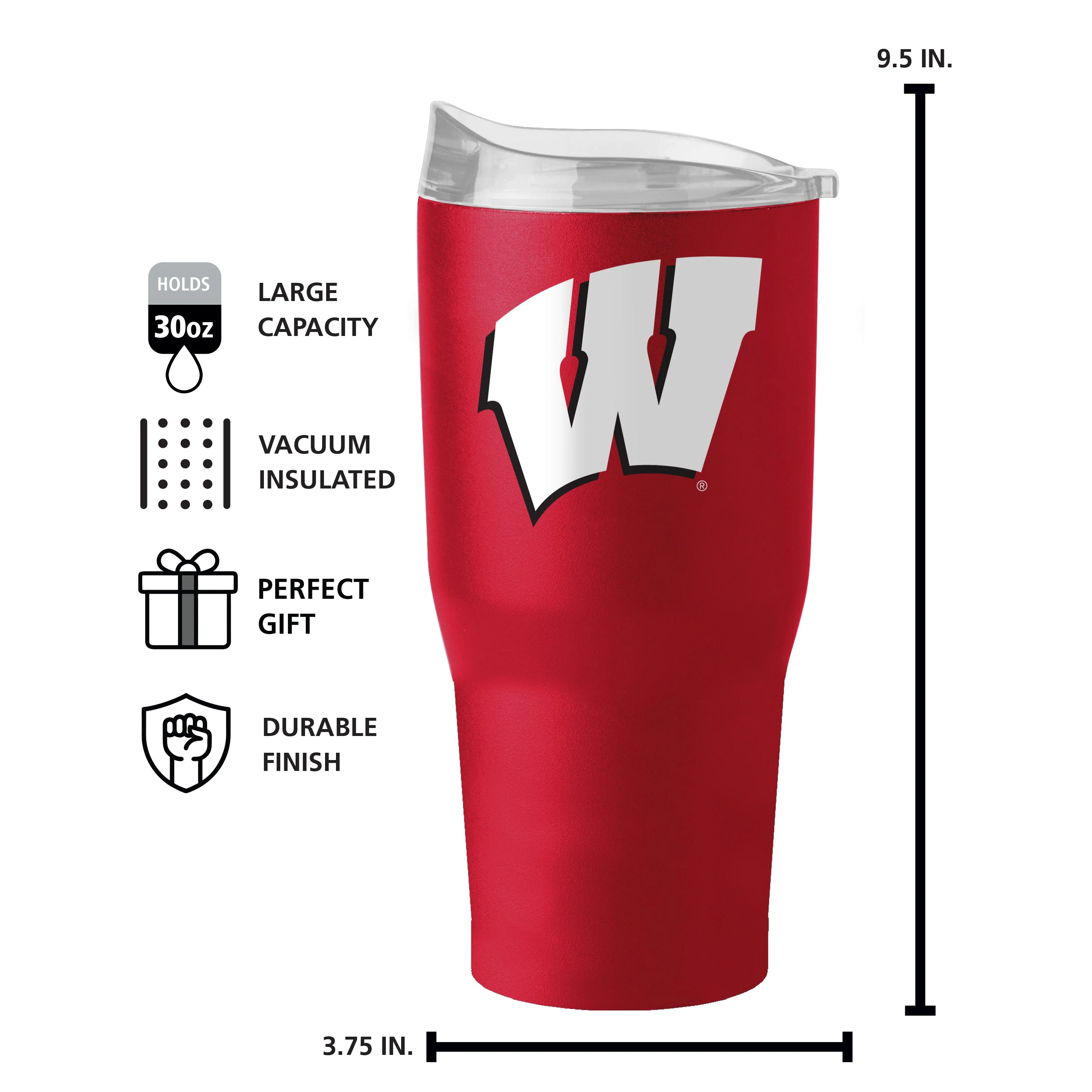 Wisconsin 30oz Flipside Powder Coat Tumbler
