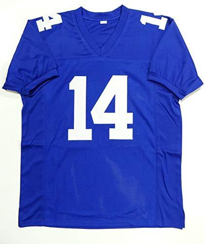 Y.A. Tittle Autographed Blue Pro Style Jersey W/HOF- JSA W Authenticated Up 4
