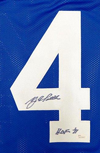 Y.A. Tittle Autographed Blue Pro Style Jersey With HOF- JSA Witnessed Auth - Image 3