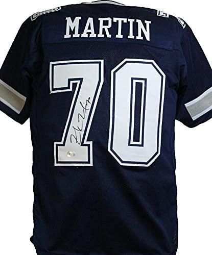 Zack Martin Autographed Blue Pro Style Jersey- Beckett W Black