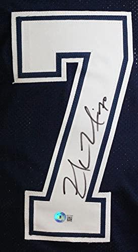 Zack Martin Autographed Blue Pro Style Jersey- Beckett W Black - Image 3